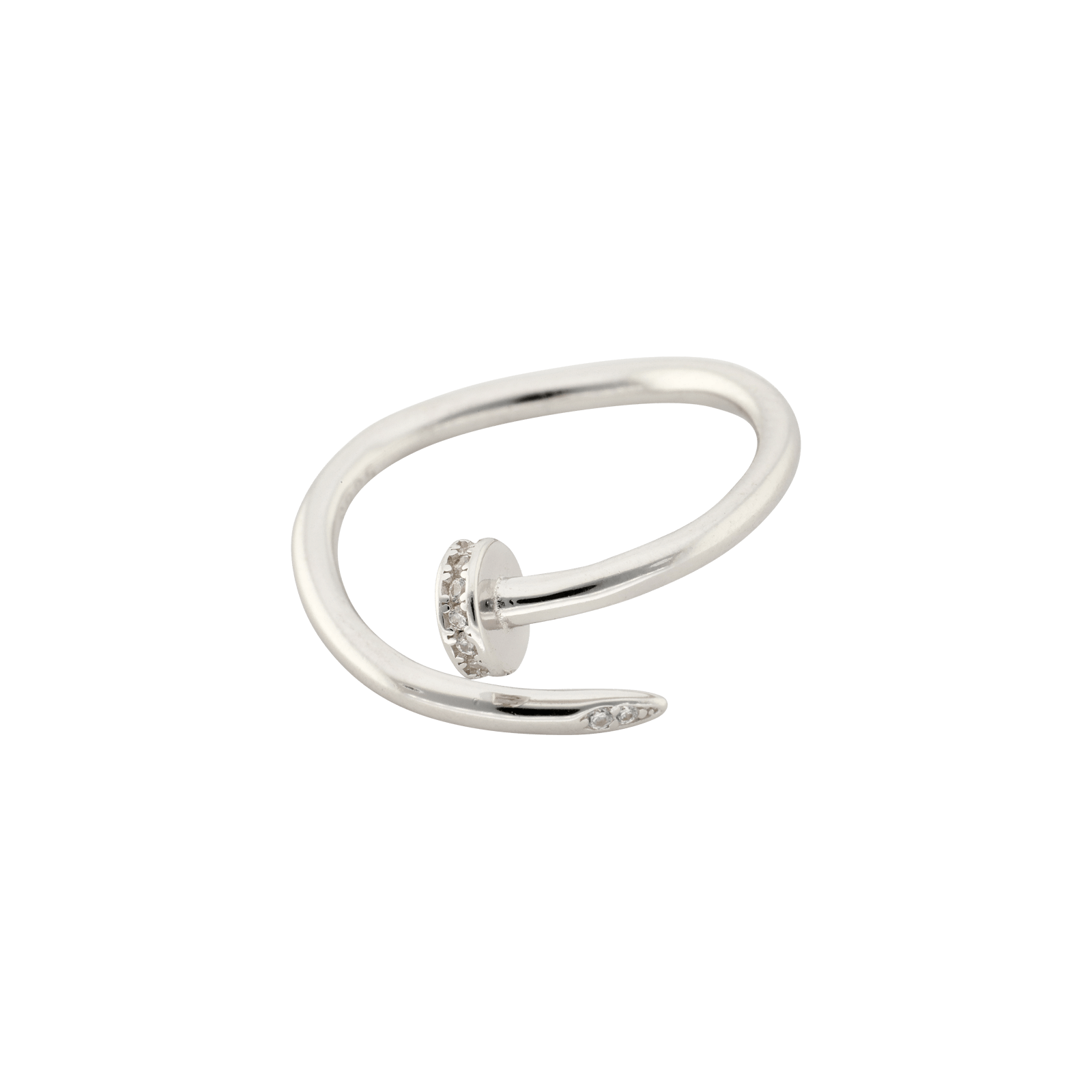 Bague ouverte Argent clou Zirconia Cubique