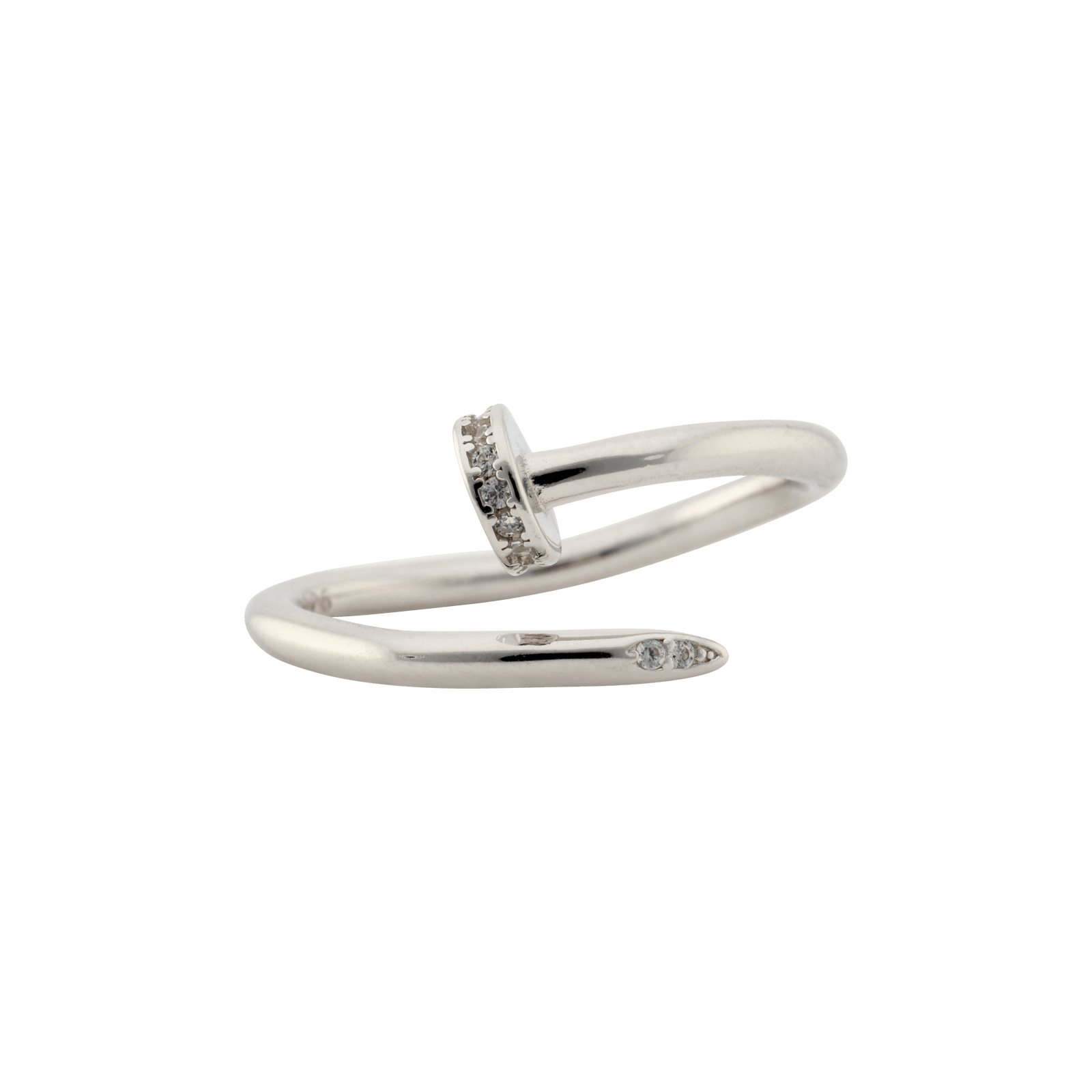 Bague ouverte Argent clou Zirconia Cubique