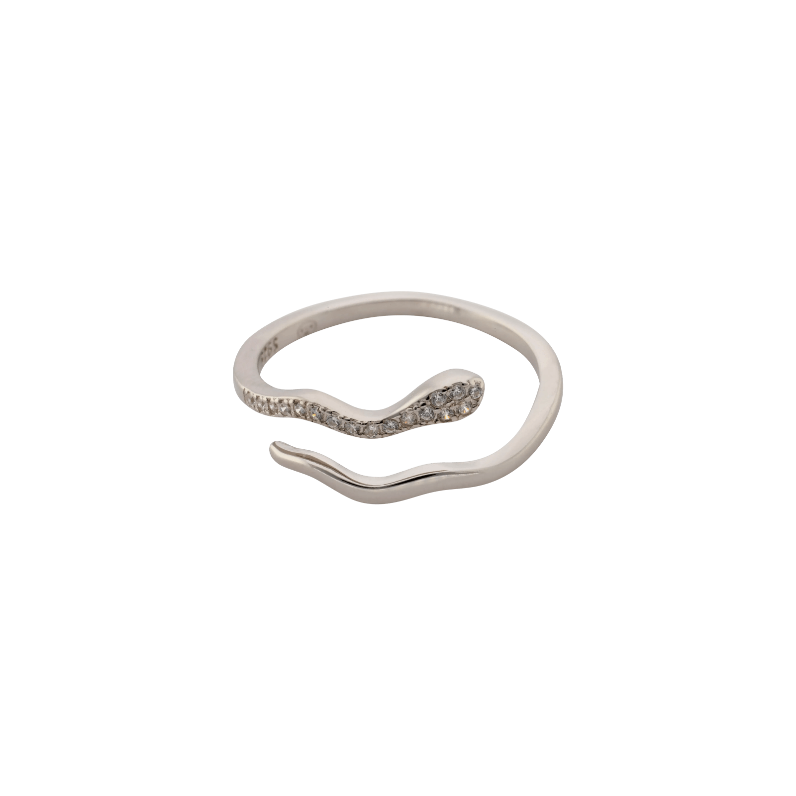 Bague ouverte Argent serpent sertie Zirconia Cubique