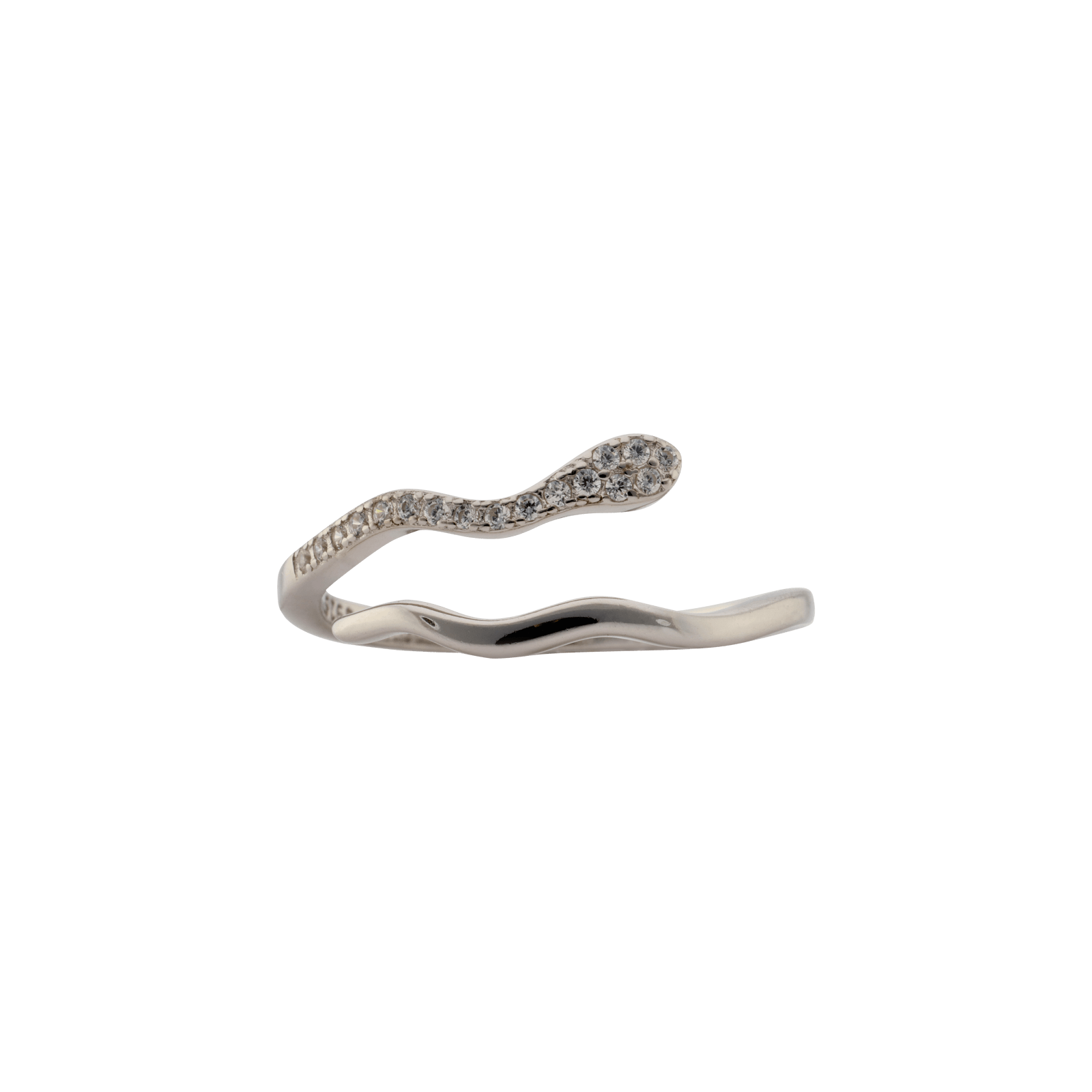 Bague ouverte Argent serpent sertie Zirconia Cubique