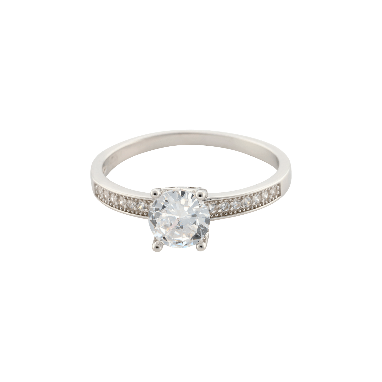 bague Argent solitaire accompagné Zirconia Cubique