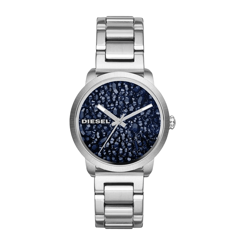 Montre Femme Diesel Flare Rocks  Boîtier/Bracelet Acier, Cadran Bleu Métallisé Motif Geode – DZ5522