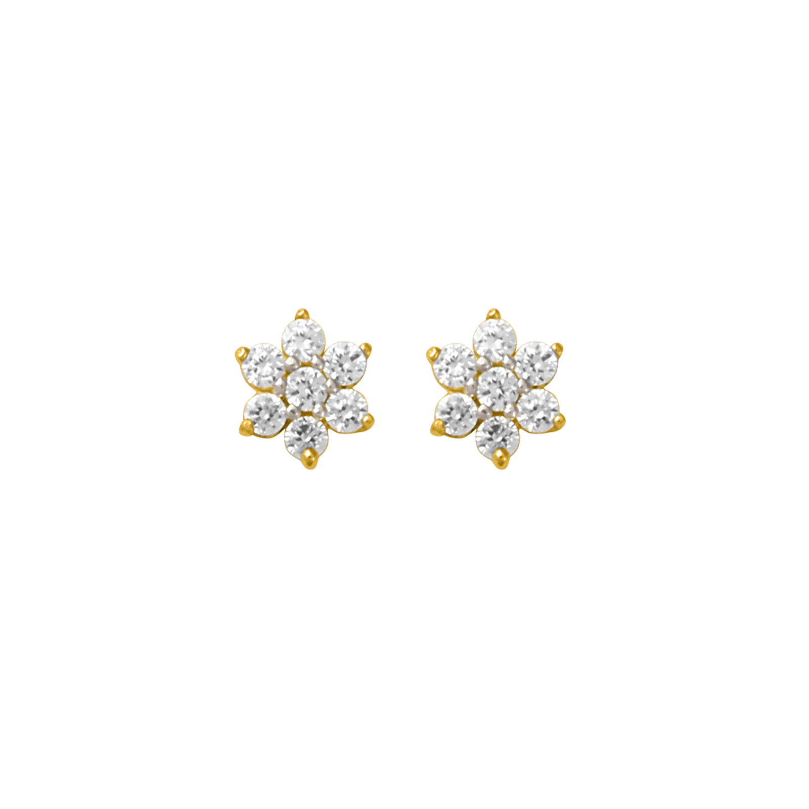 Boucles D'oreilles Fleur Zircon 6.5mm Or375 Fermoir Silicone