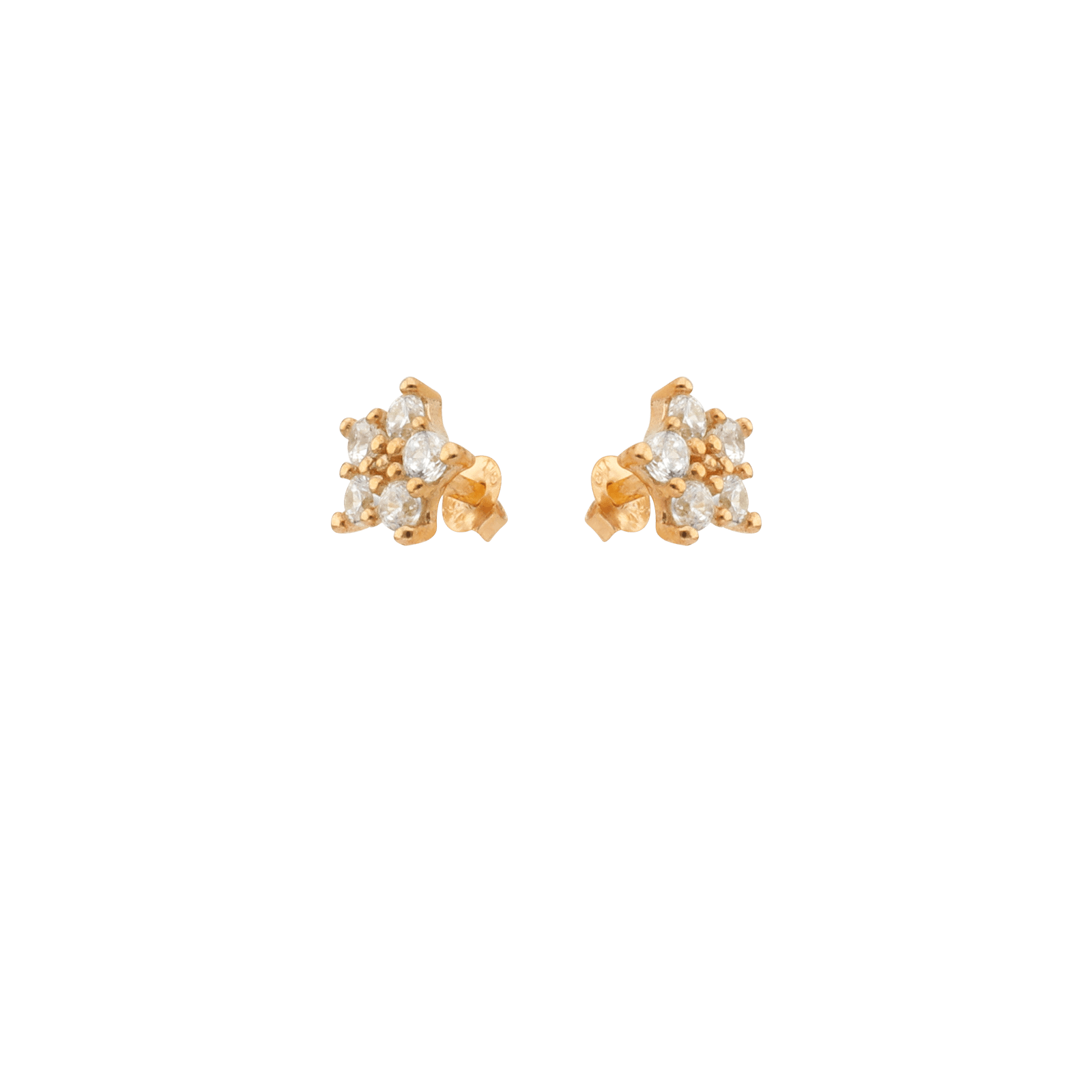 Boucles D'oreilles Fleur Zircon 6.5mm Or375 Fermoir Silicone