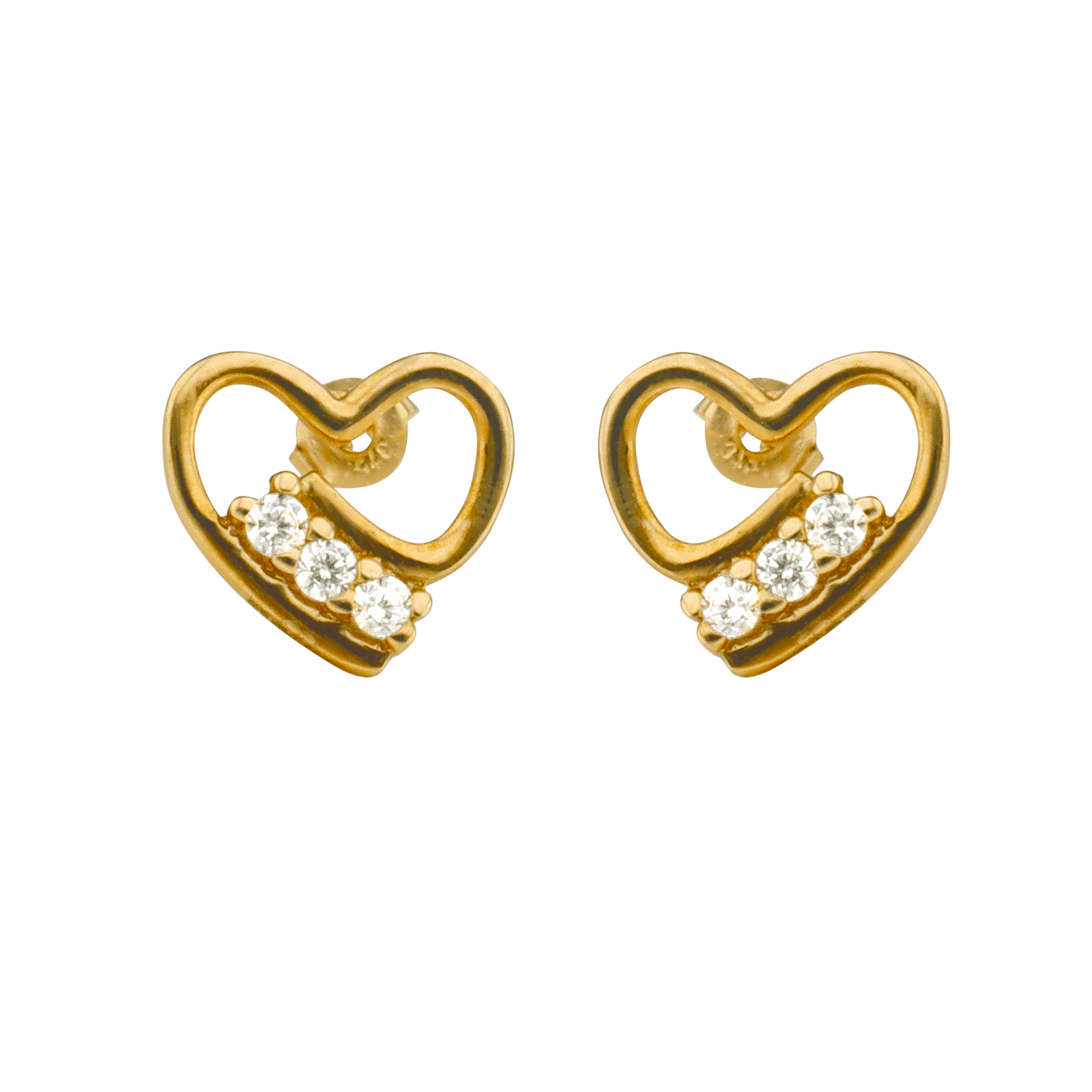 Boucles d'Oreilles puce coeur 3 Oxyde de Zirconium