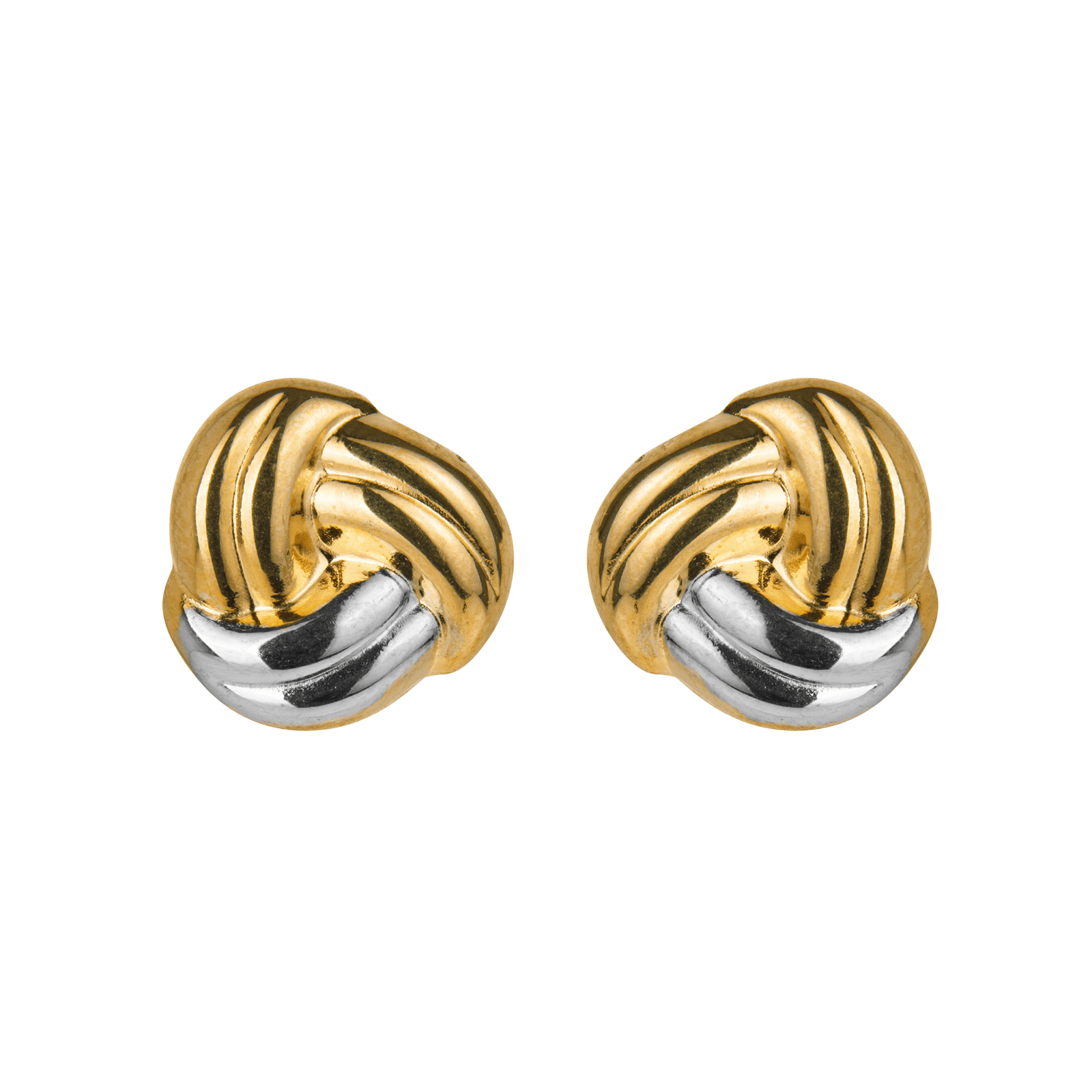 Boucles D'oreilles Nœud Bicolore 8.5mm Or375 Fermoir Silicone