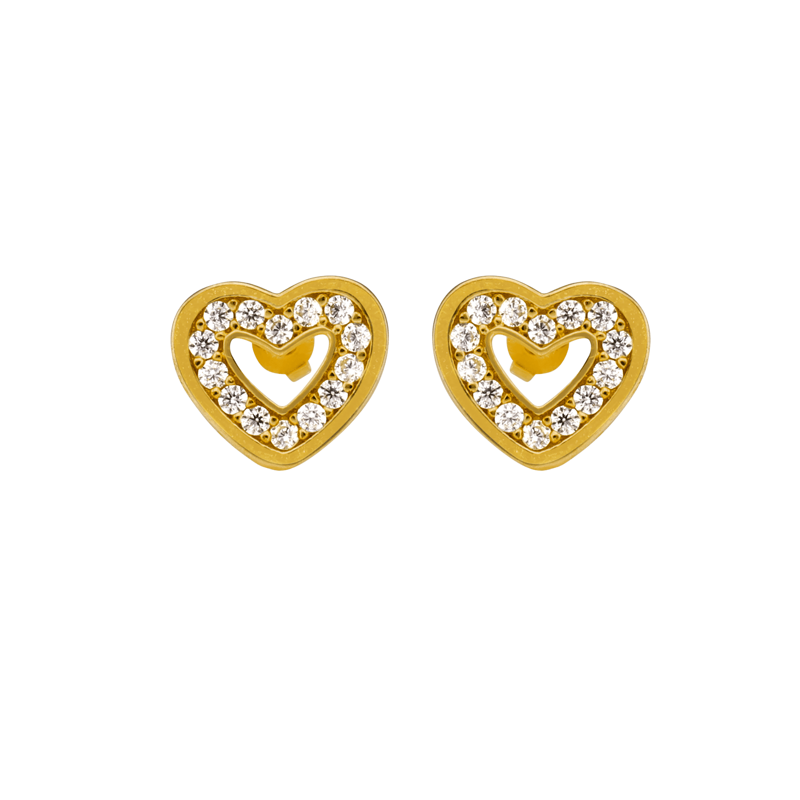 Boucles d'Oreilles puce coeur sertie Oxyde de Zirconium