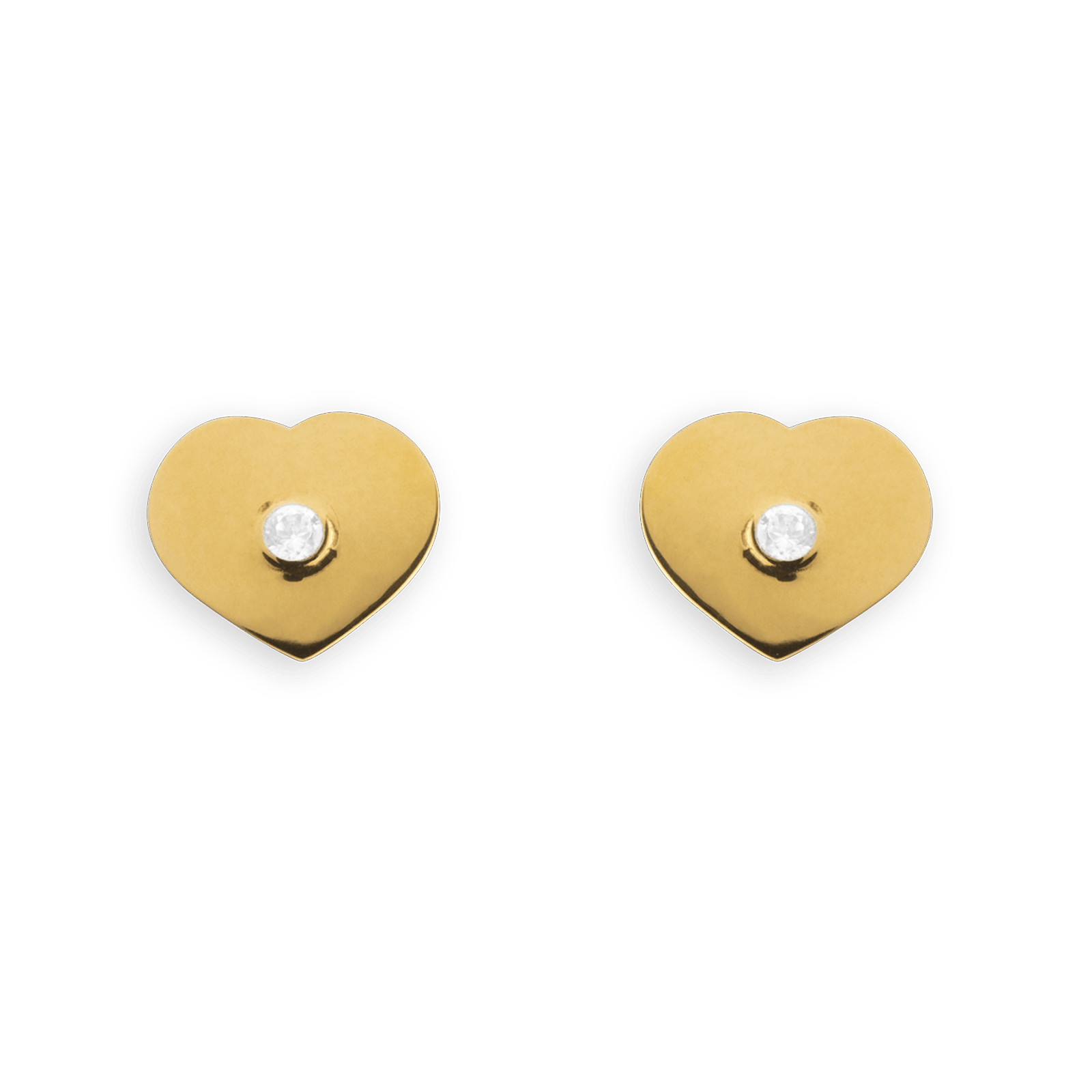 Boucles D'oreilles Or375 Puces Cœur Zirconium 6*4.5mm Fermeture Vis