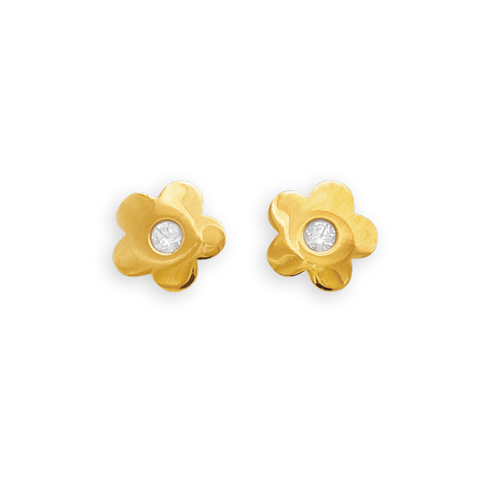 Boucles D'oreilles Or375 Puces Fleur Zirconium 5mm Fermeture Vis