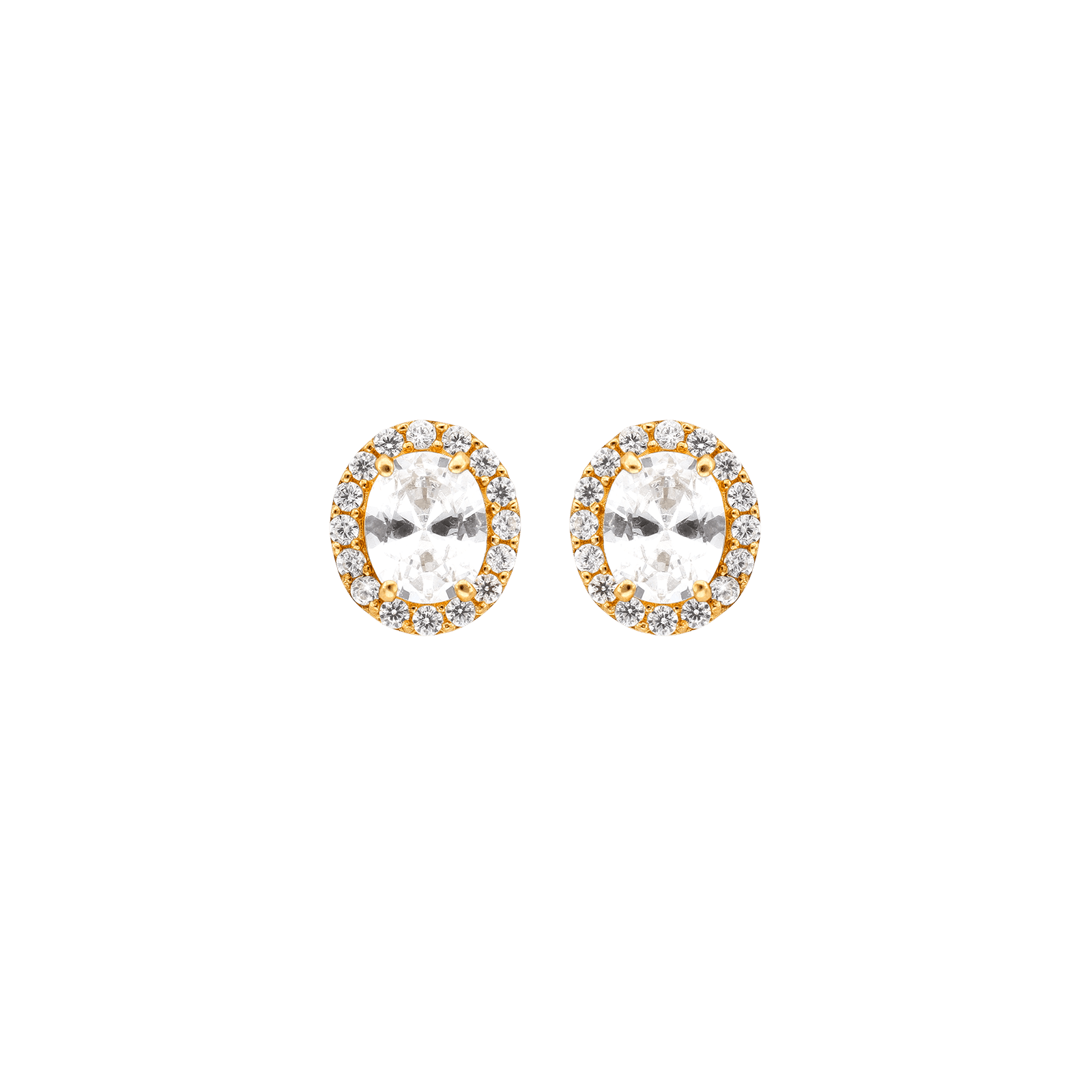Boucles d'Oreilles puce pierre ovale Oxyde de Zirconium et sertie