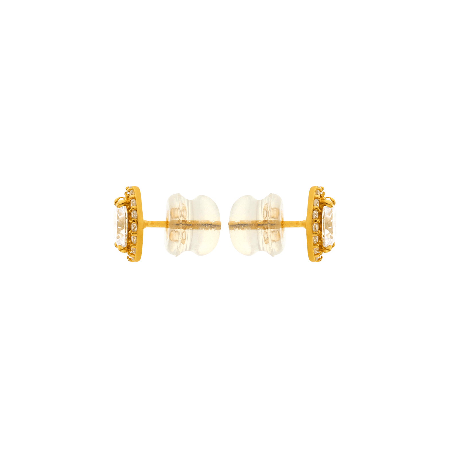 Boucles d'Oreilles puce pierre ovale Oxyde de Zirconium et sertie