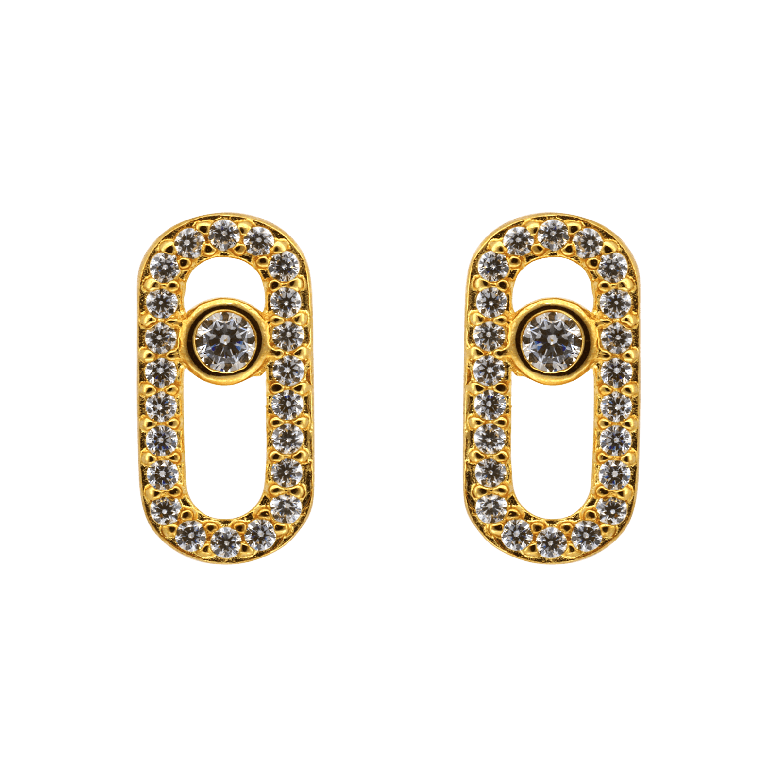Boucles d'Oreilles puce rectangle arrondi Pavé Oxyde de Zirconium