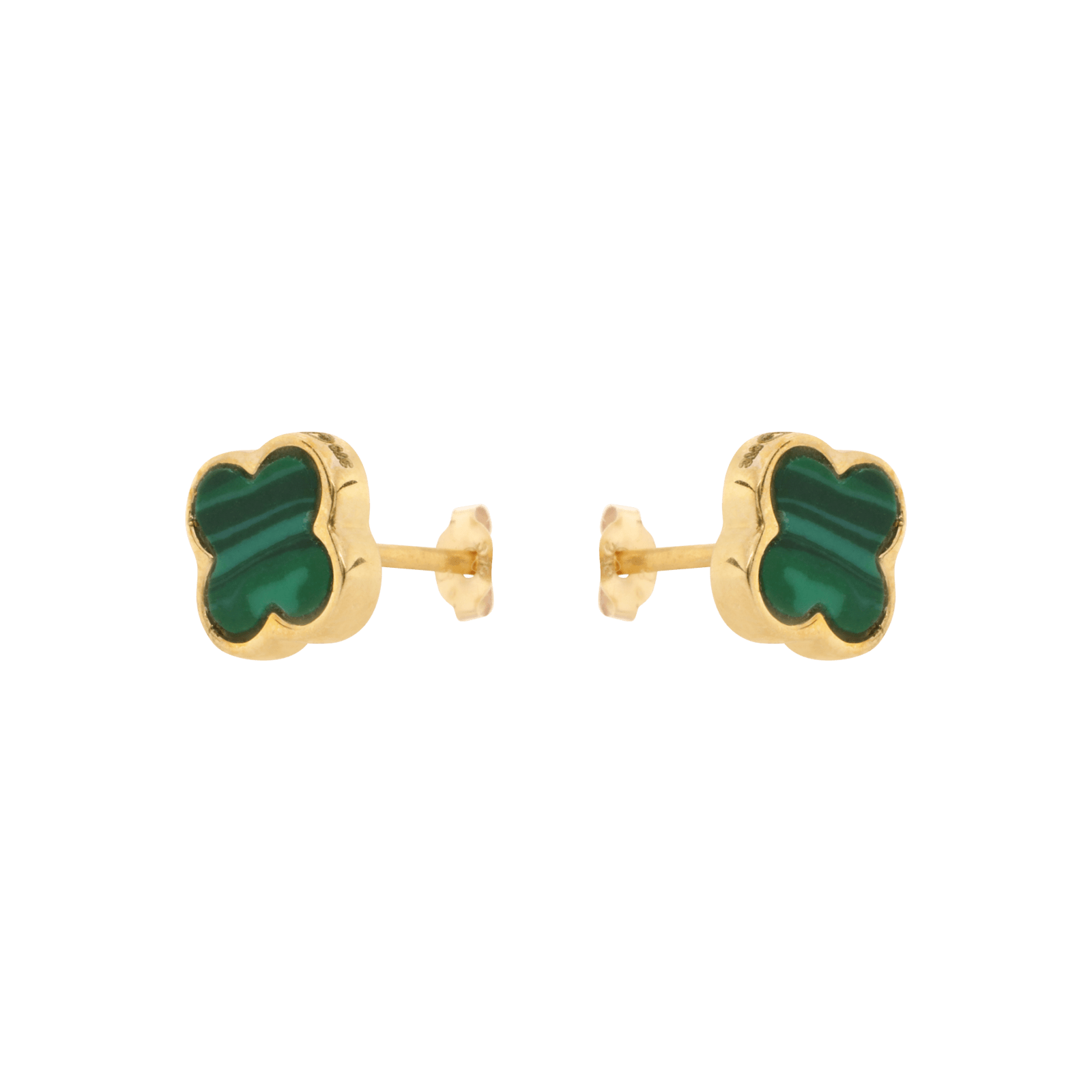 Mono boucle d'Oreille Boucles d'Oreilles Or Jaune Trèfle malachite