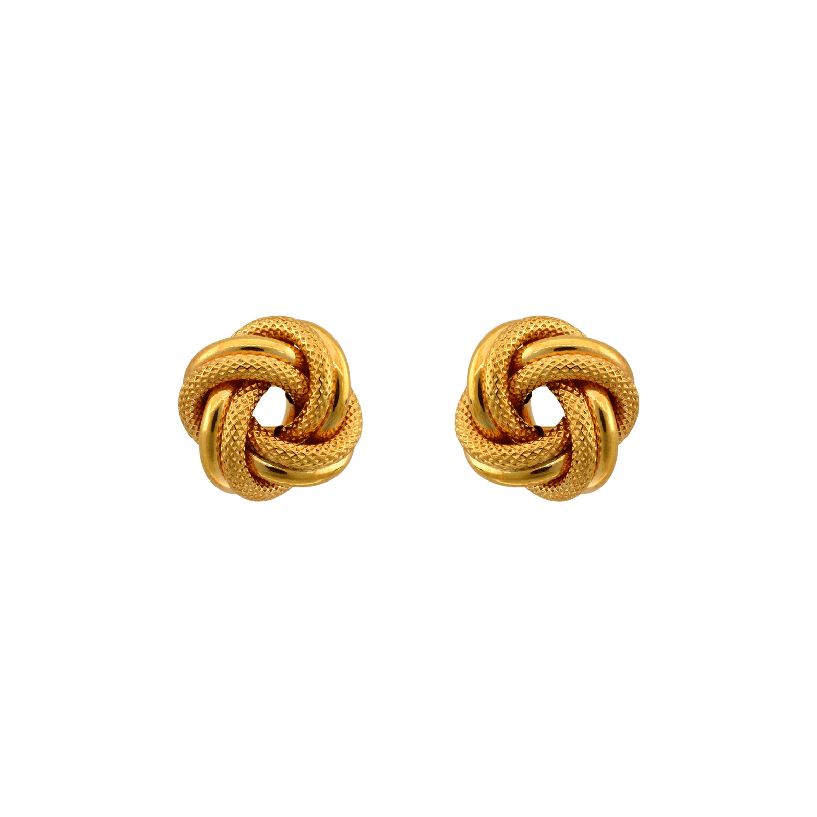 Boucles d'Oreilles nœud Lisse plus Godronné 12 millimètres