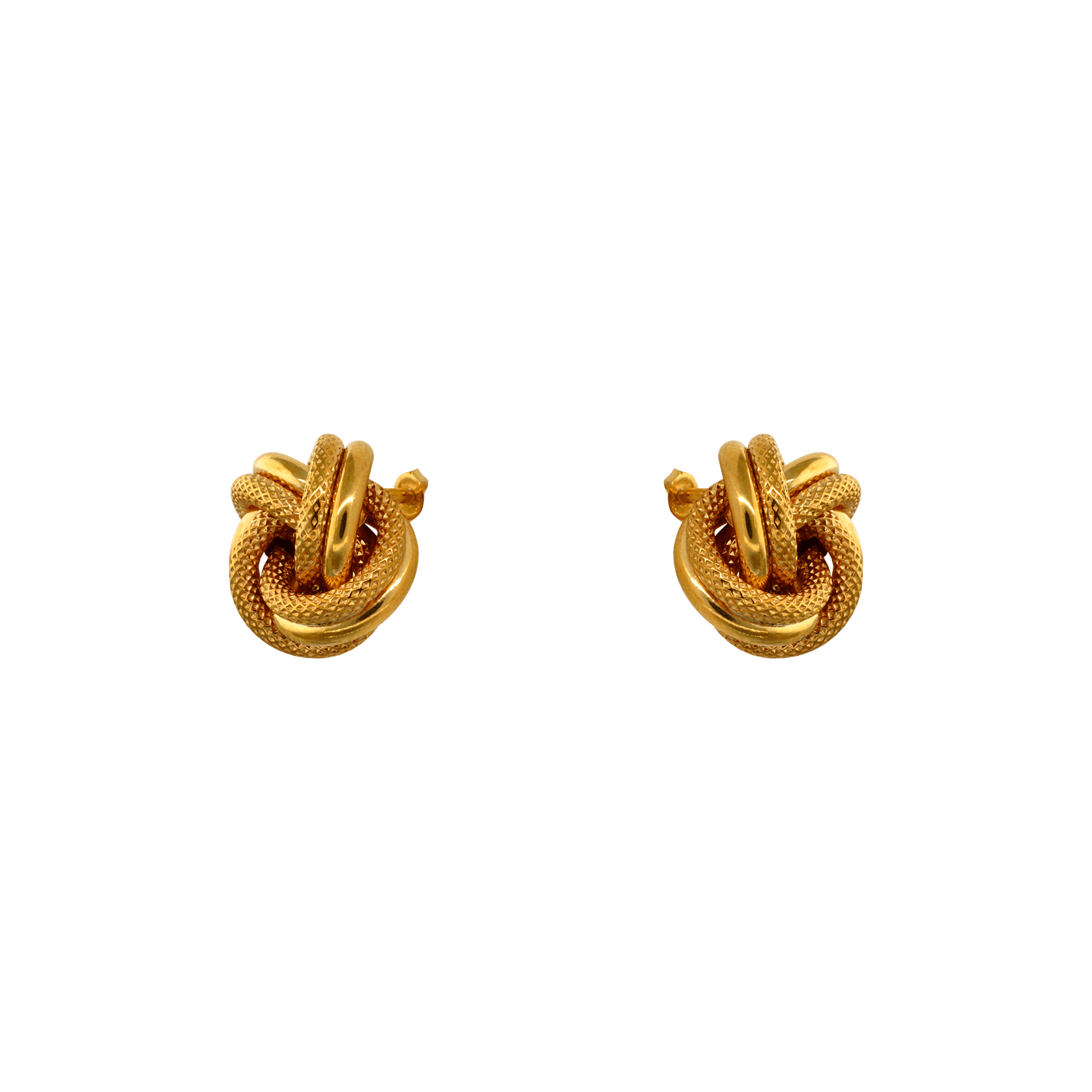 Boucles d'Oreilles nœud Lisse plus Godronné 12 millimètres