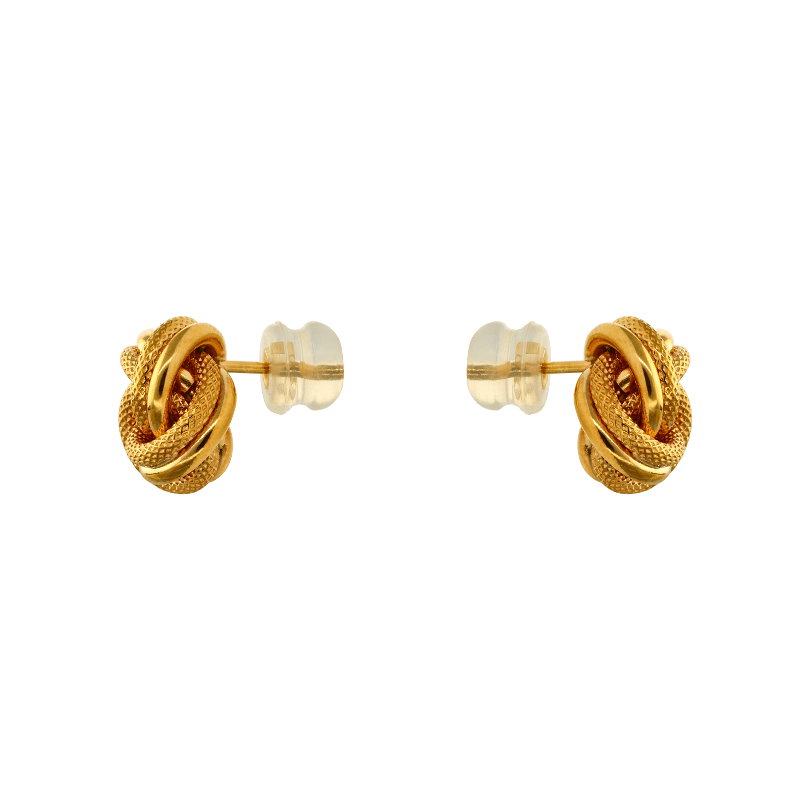 Boucles d'Oreilles nœud Lisse plus Godronné 12 millimètres
