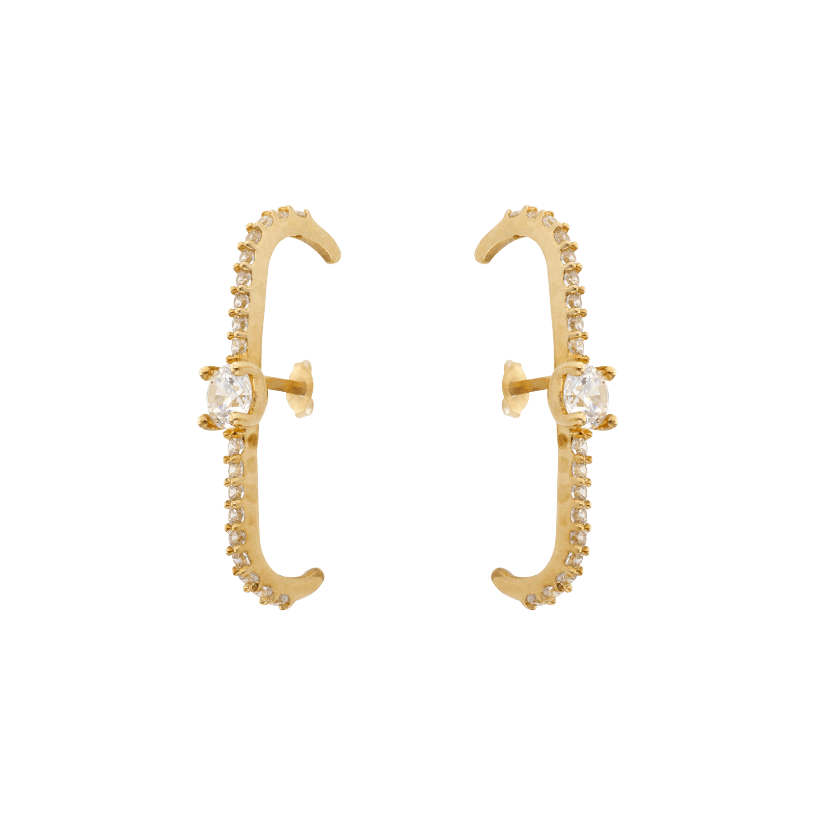 Mono boucle d'Oreille Boucles d'Oreilles barre sertie et Oxyde de Zirconium central