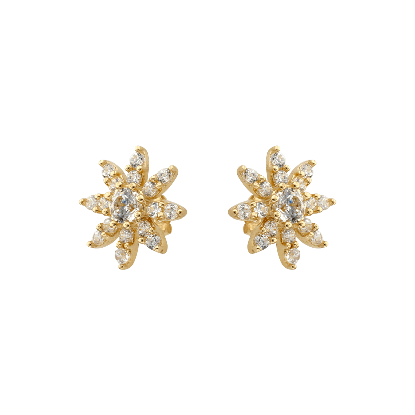 Boucles d'Oreilles puce fleur sertie Oxyde de Zirconium
