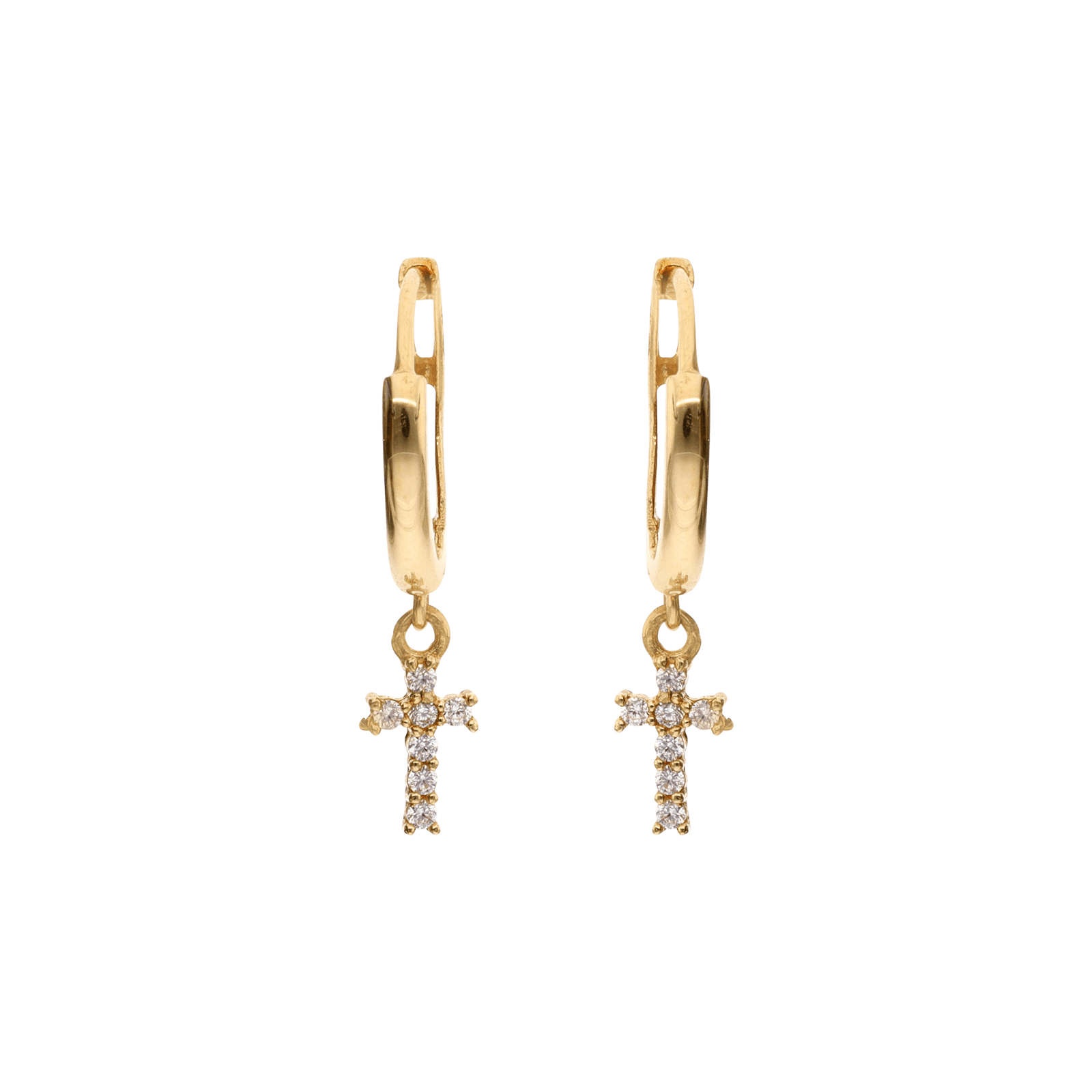 Boucles d'Oreilles Miniature Créole Pendentif Croix Oxyde de Zirconium