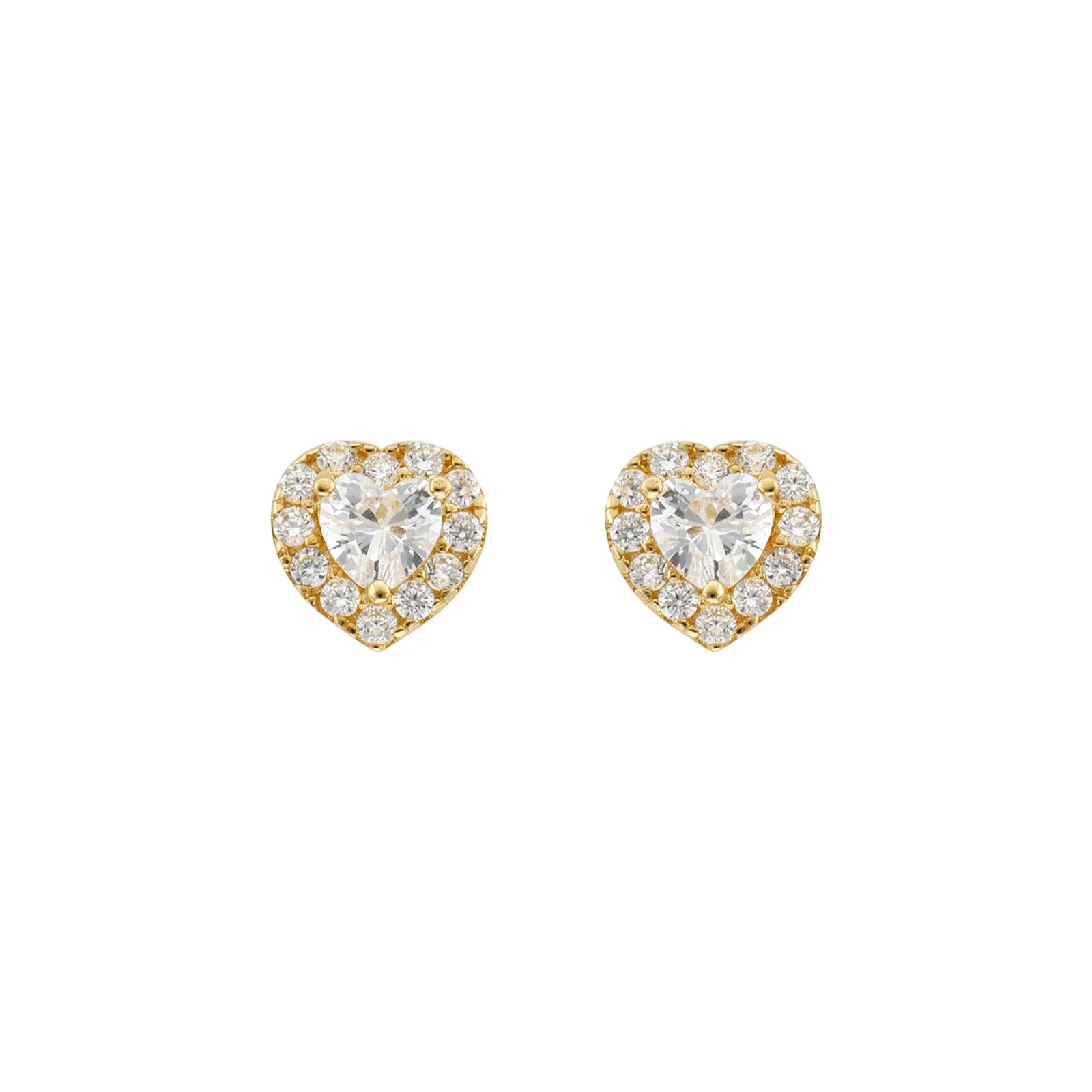 Boucles d'Oreilles puce coeur Oxyde de Zirconium central et sertie