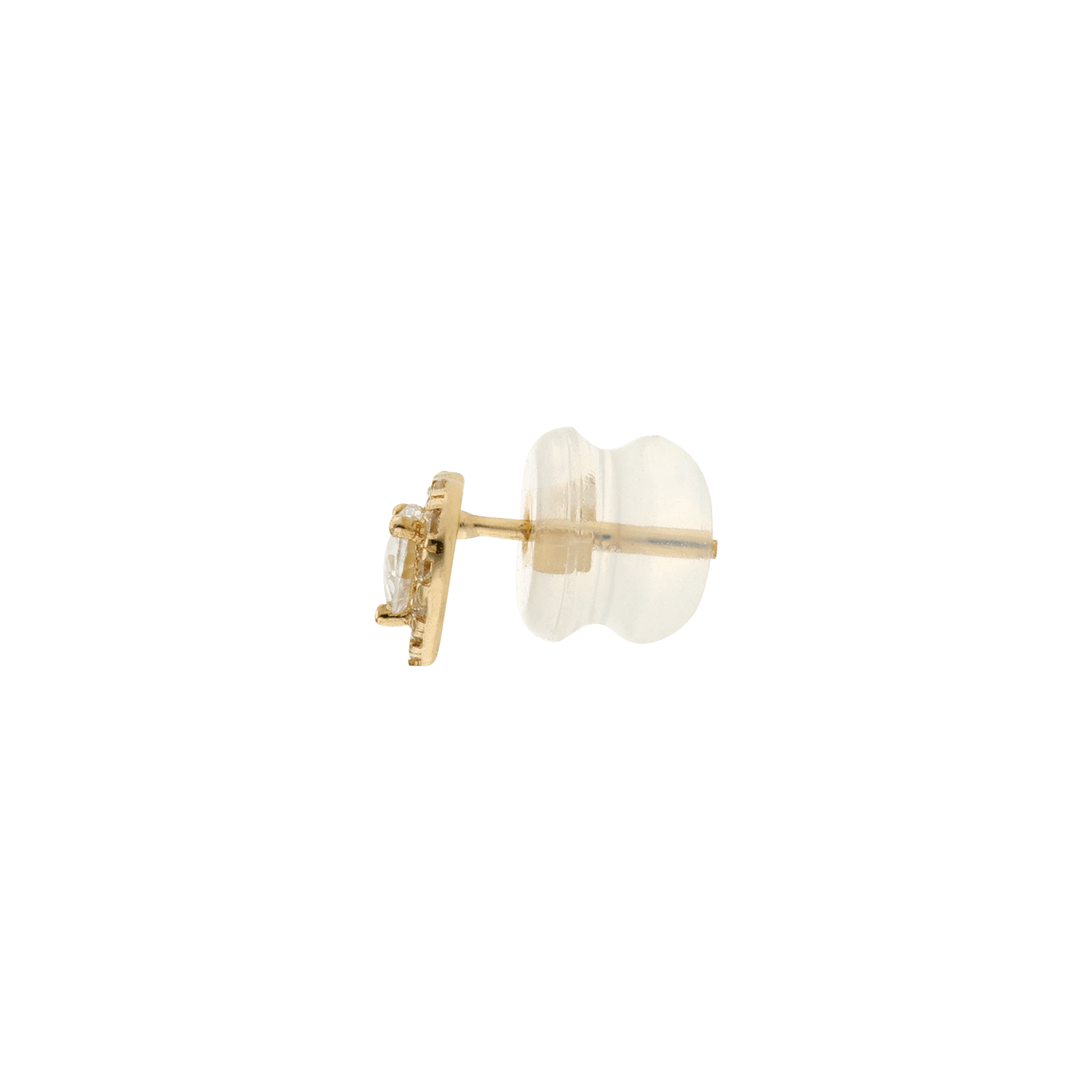 Boucles d'Oreilles puce coeur Oxyde de Zirconium central et sertie
