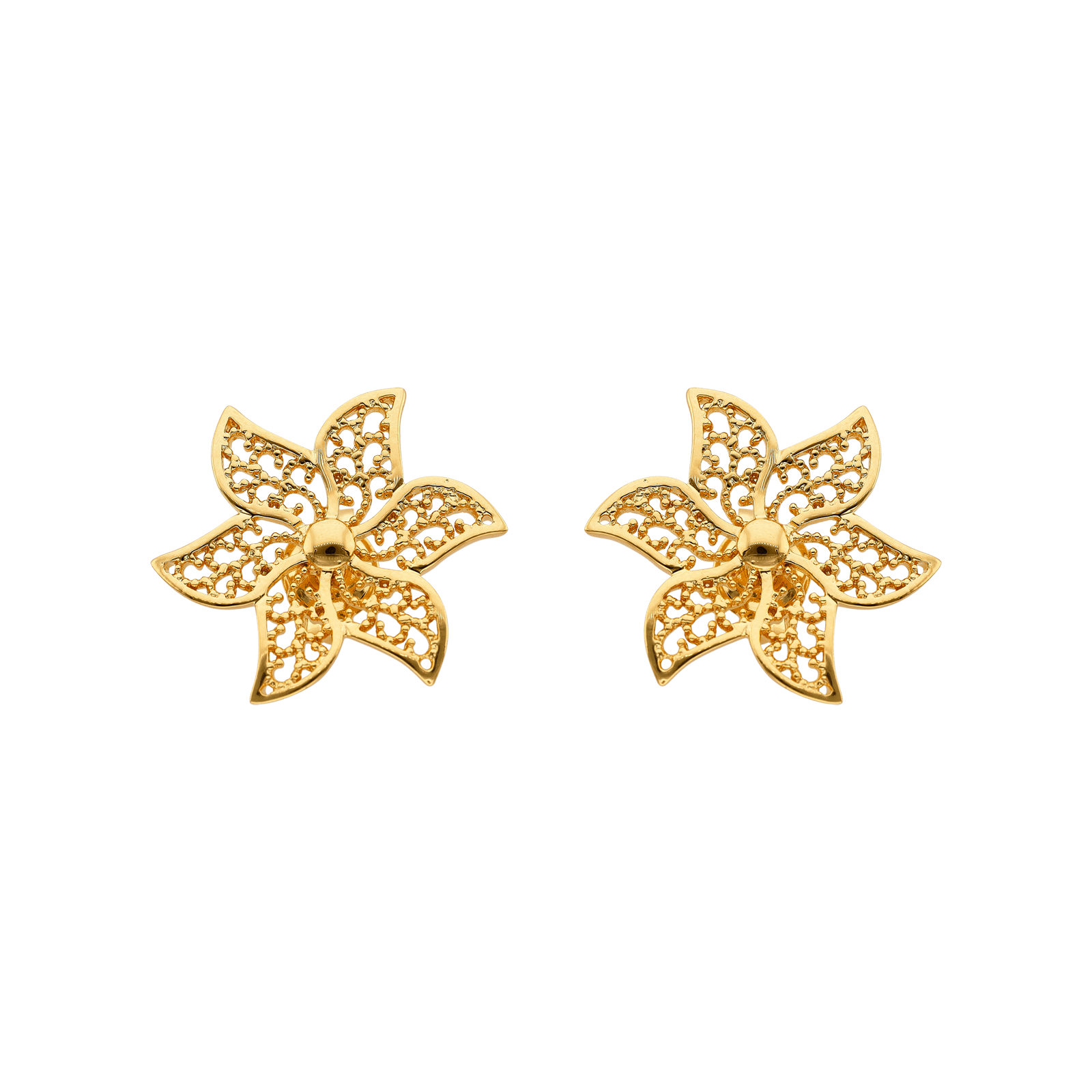 Boucles d'Oreilles plaqué or fleur filigrane