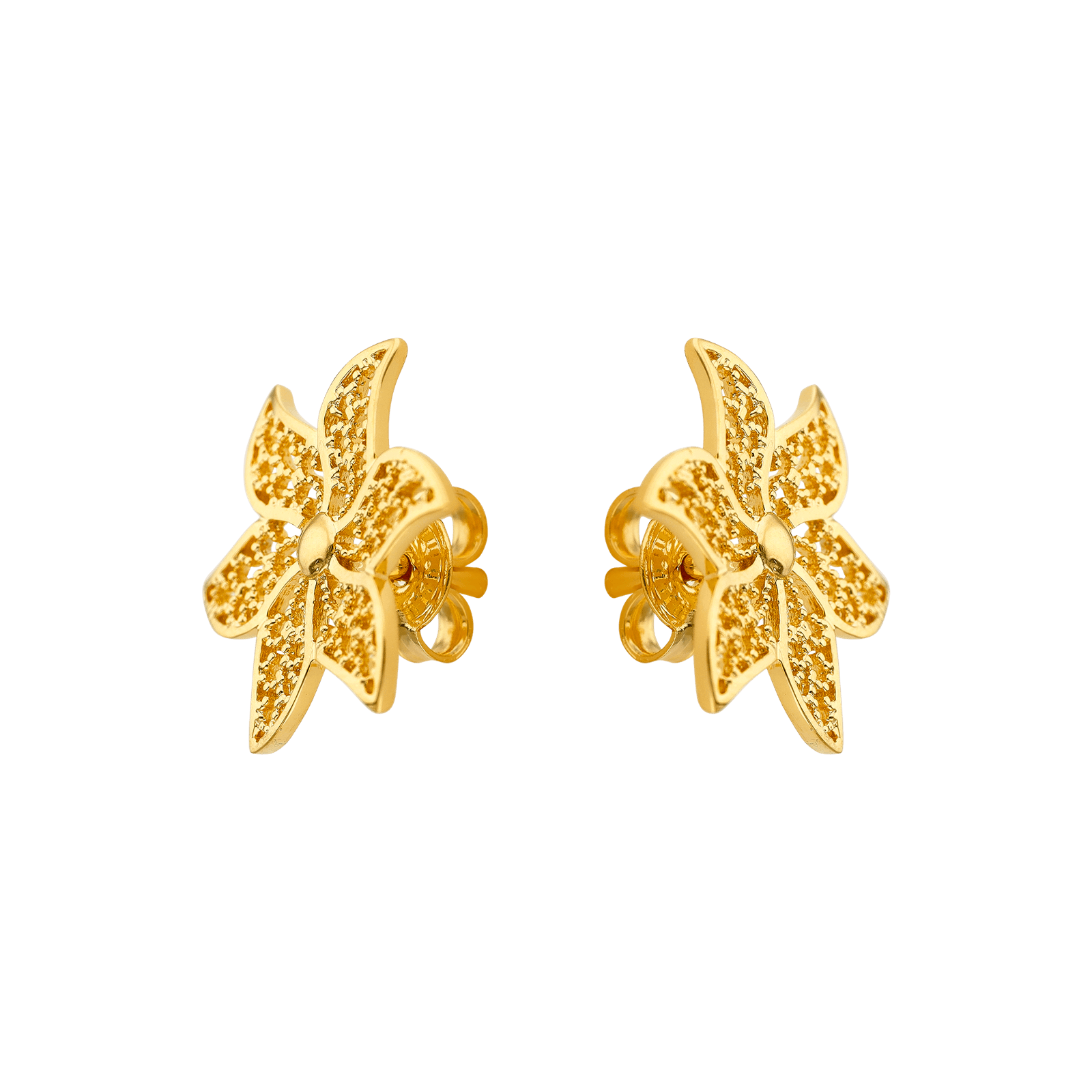 Boucles d'Oreilles plaqué or fleur filigrane