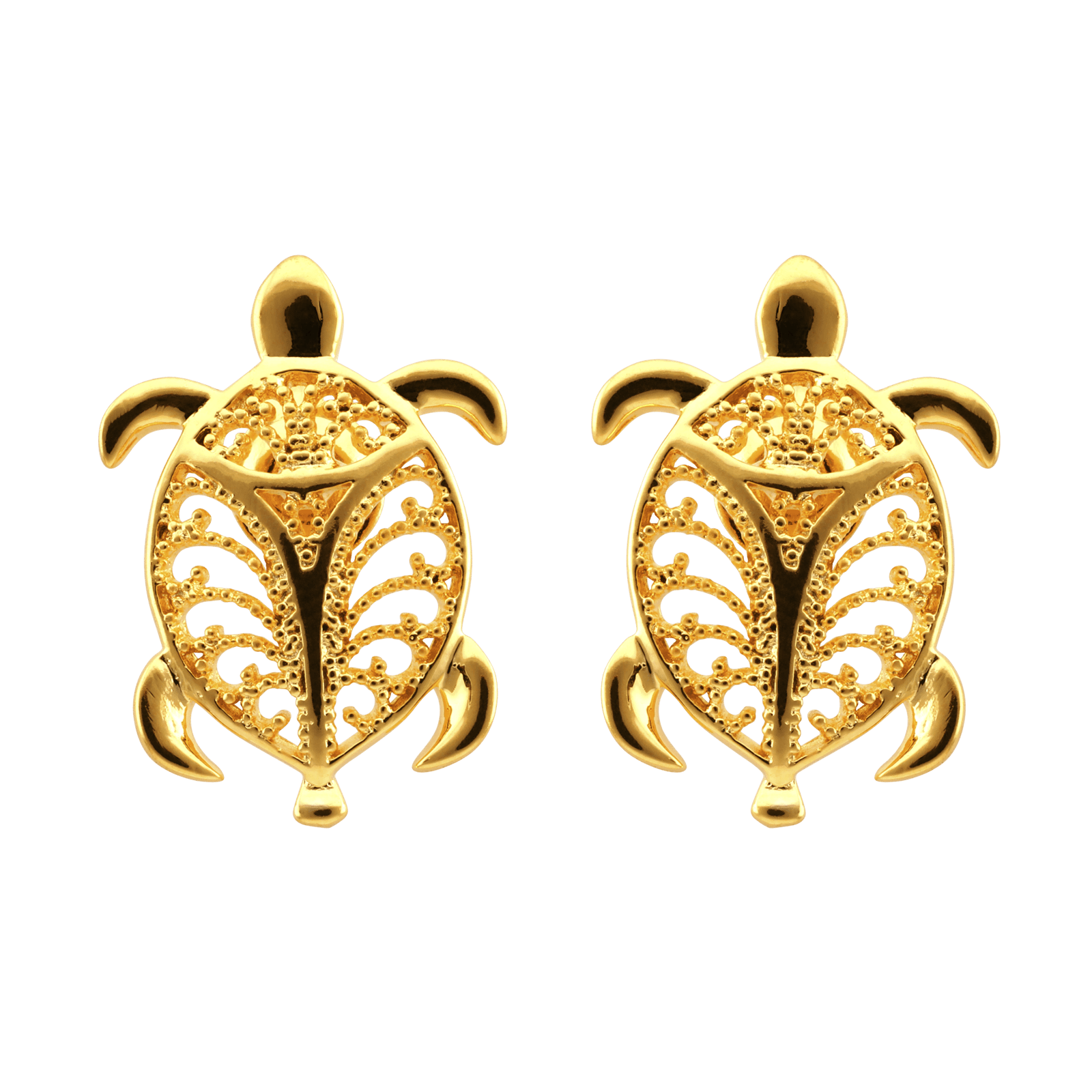 Boucles d'Oreilles plaqué or Tortue filigrane