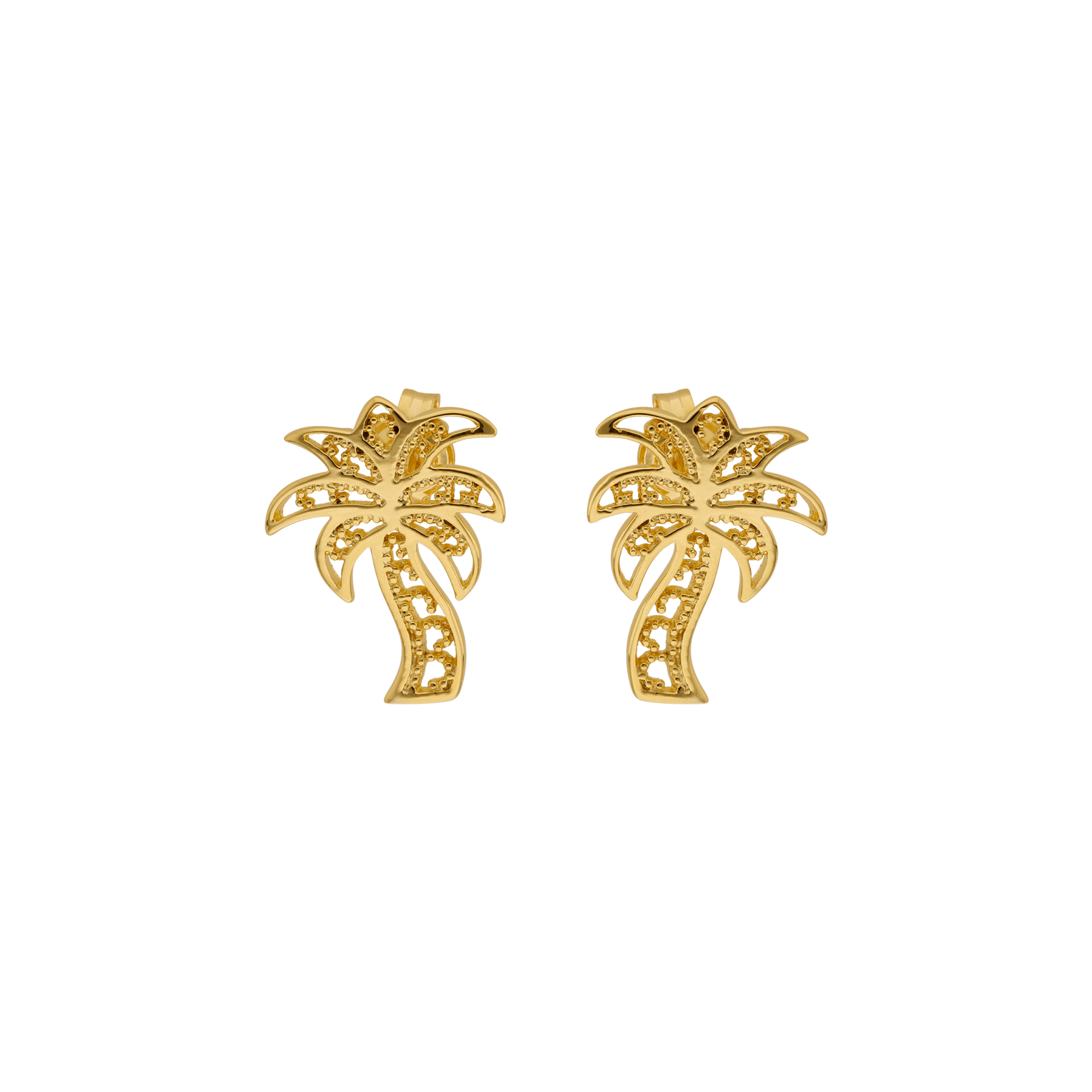 Boucles d'Oreilles plaqué or palmier filigrane