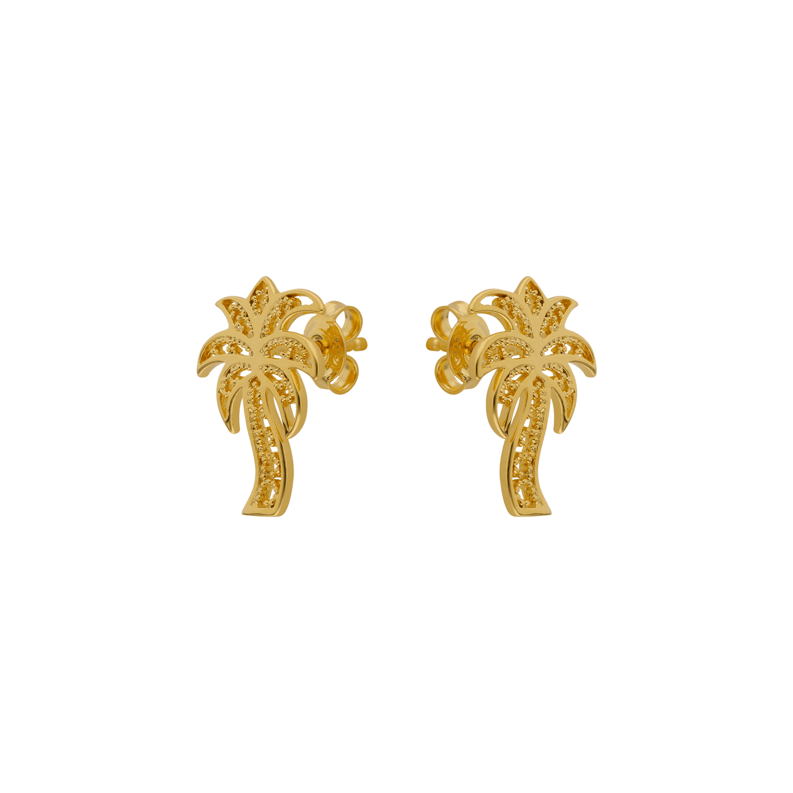 Boucles d'Oreilles plaqué or palmier filigrane