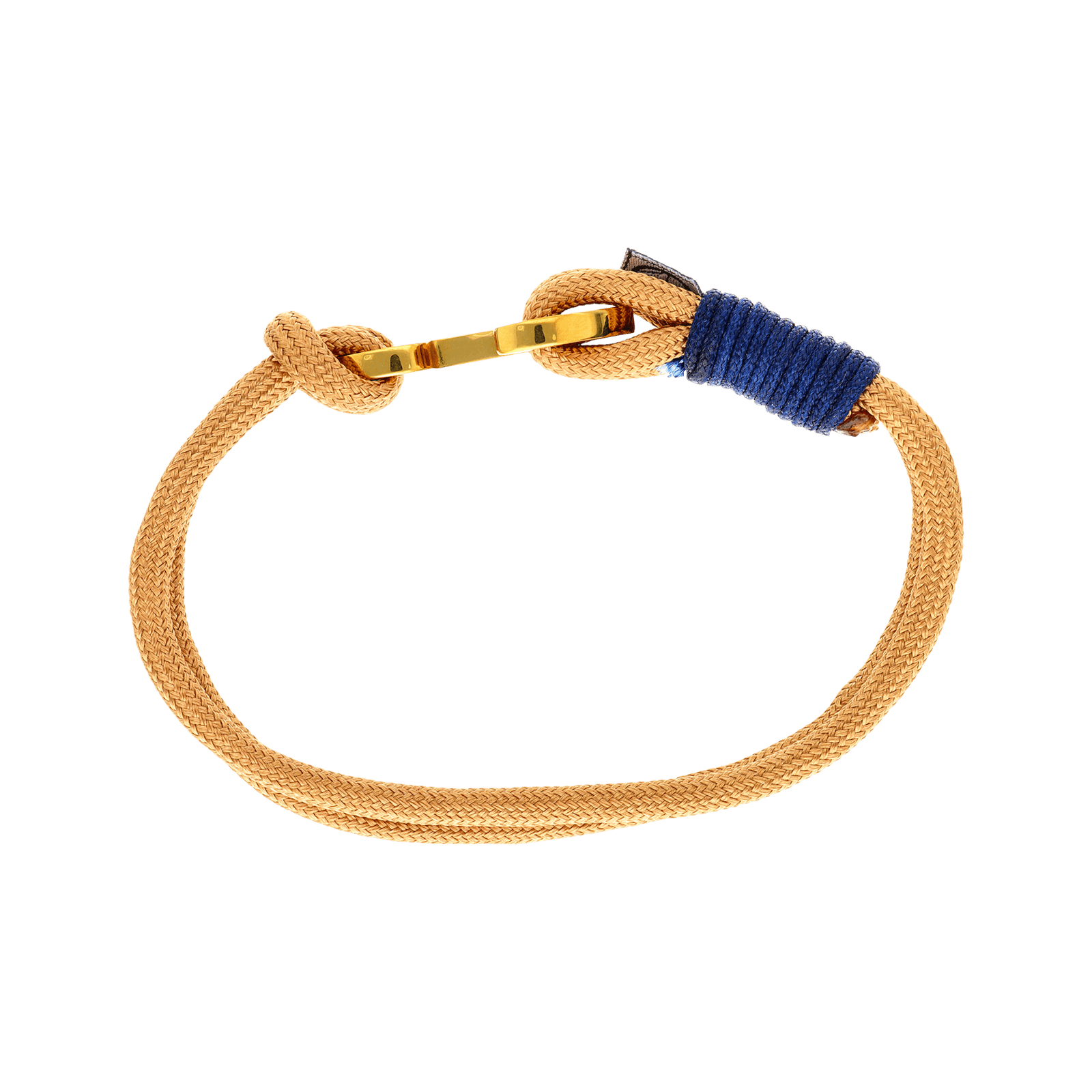 Bracelet Callas corde nylon marron et bleu ancre Acier doré 21cm