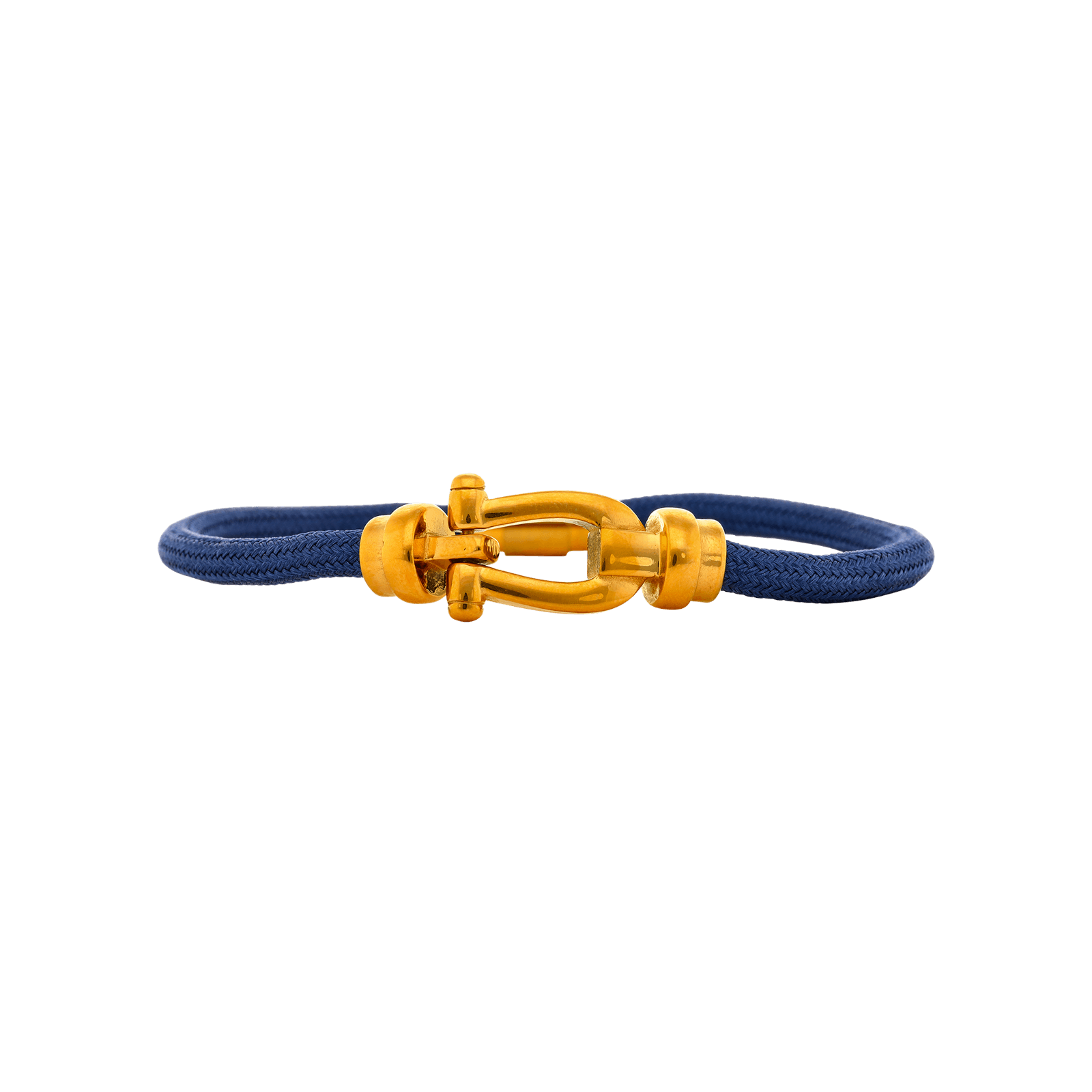 bracelet callas nylon bleu manille acier doré 21 mm