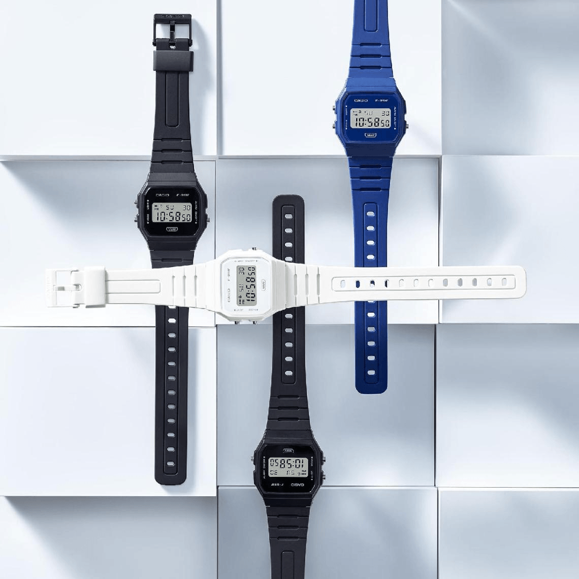 Montre Mixte Casio Vintage - F-91WB-2A1EF Bracelet Résine Bleu