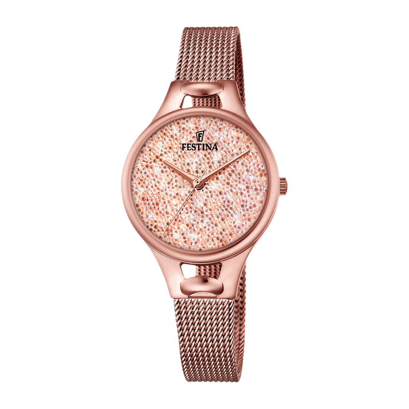 Montre Femme Festina Mademoiselle  Acier Doré Rose, Cadran Assorti, Swarovski – F20333-2
