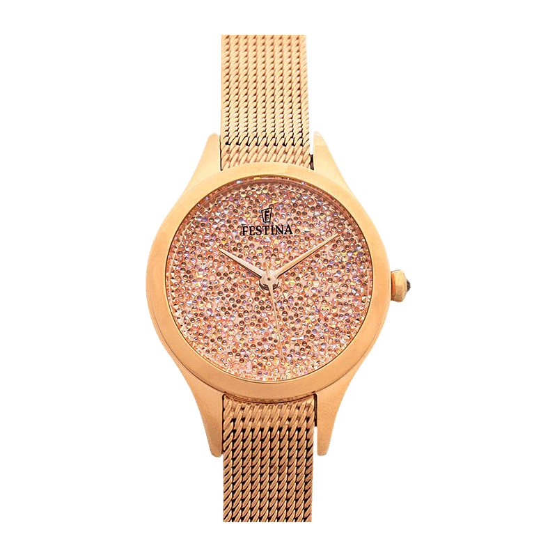 Montre Femme Festina Mademoiselle Acier Doré Rose 32mm, Cadran Doré Rose – F20338-2