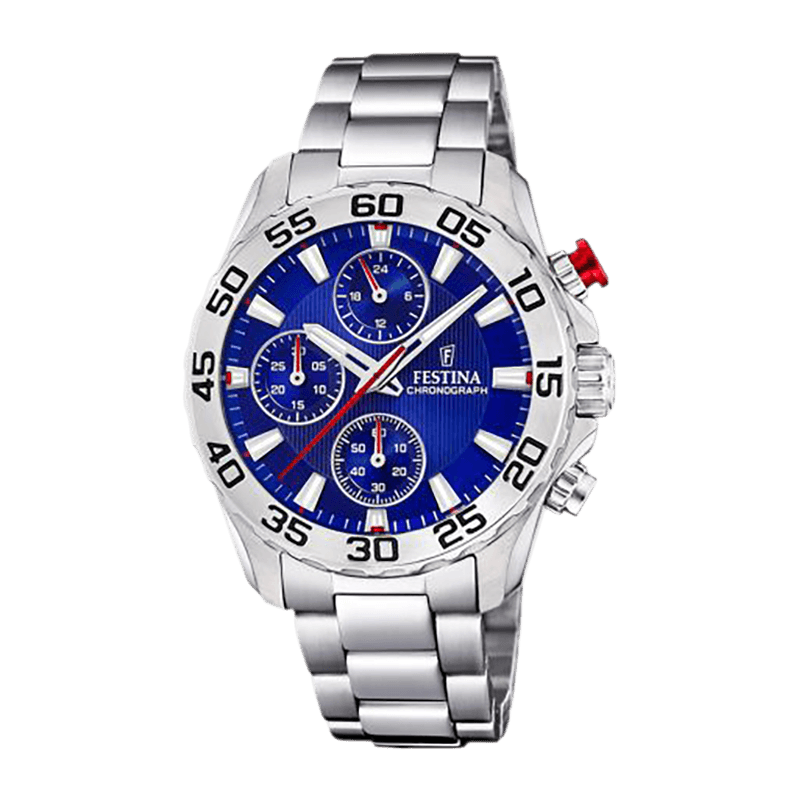 Montre Enfant Festina Junior Acier 36.5mm, Cadran Bleu Chronographe – F20457-2