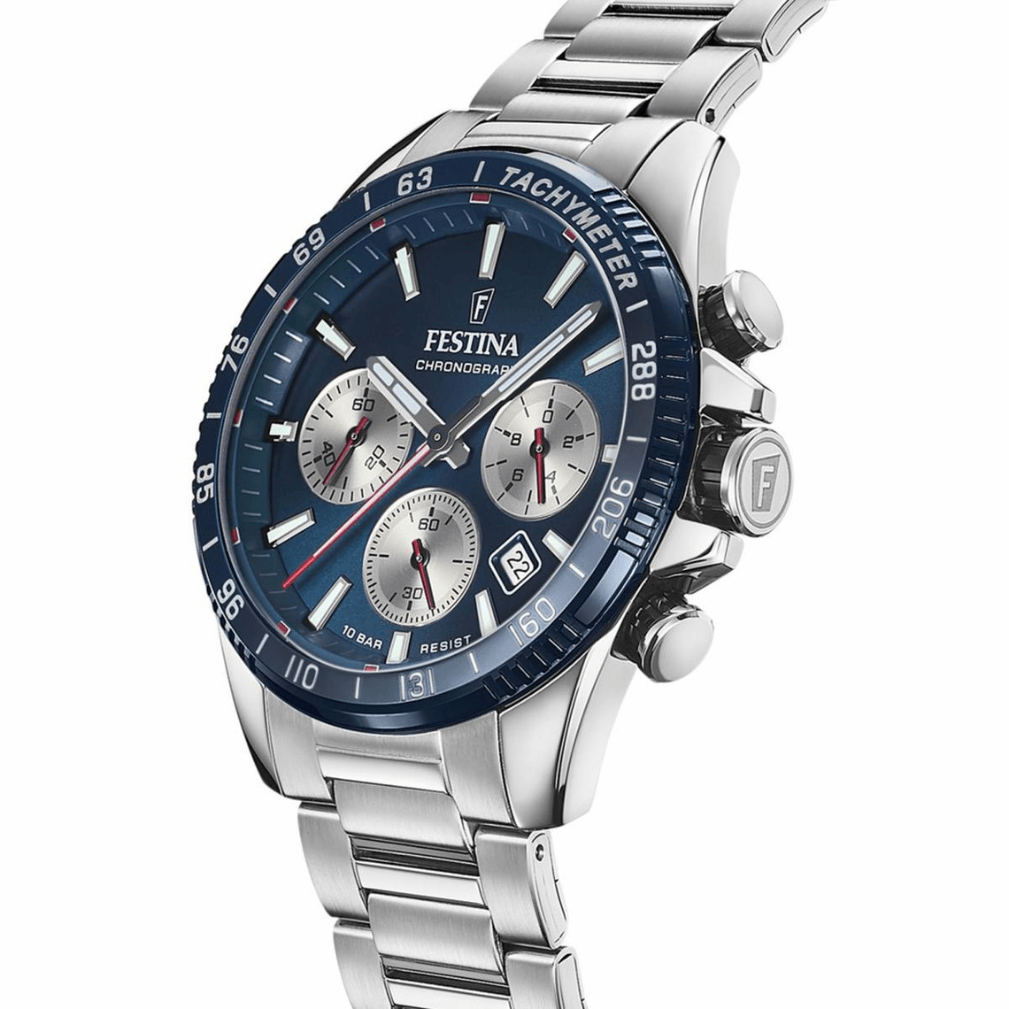 montre homme festina montres timeless chrono f20560-2 - bracelet acier