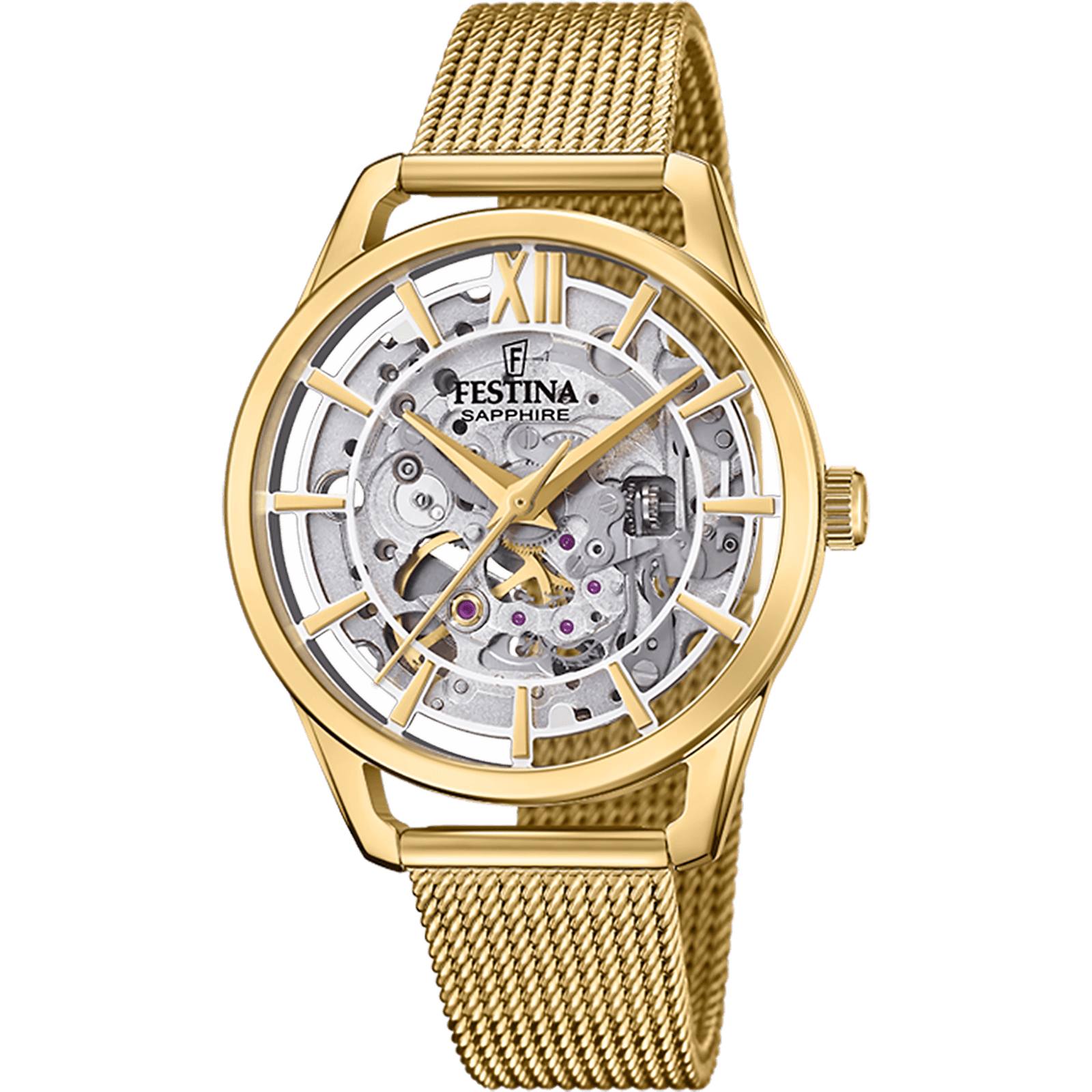 montre festina f20629/1 – squelette automatique pour femme, boîtier de 35,5 mm