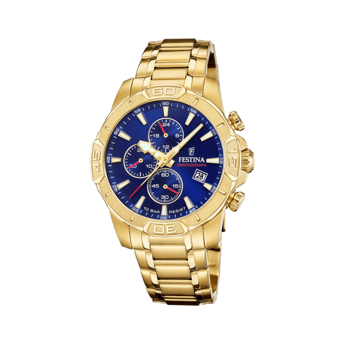 Montre Homme Festina Timeless Chronograph - F20705-3 Bracelet Acier Doré
