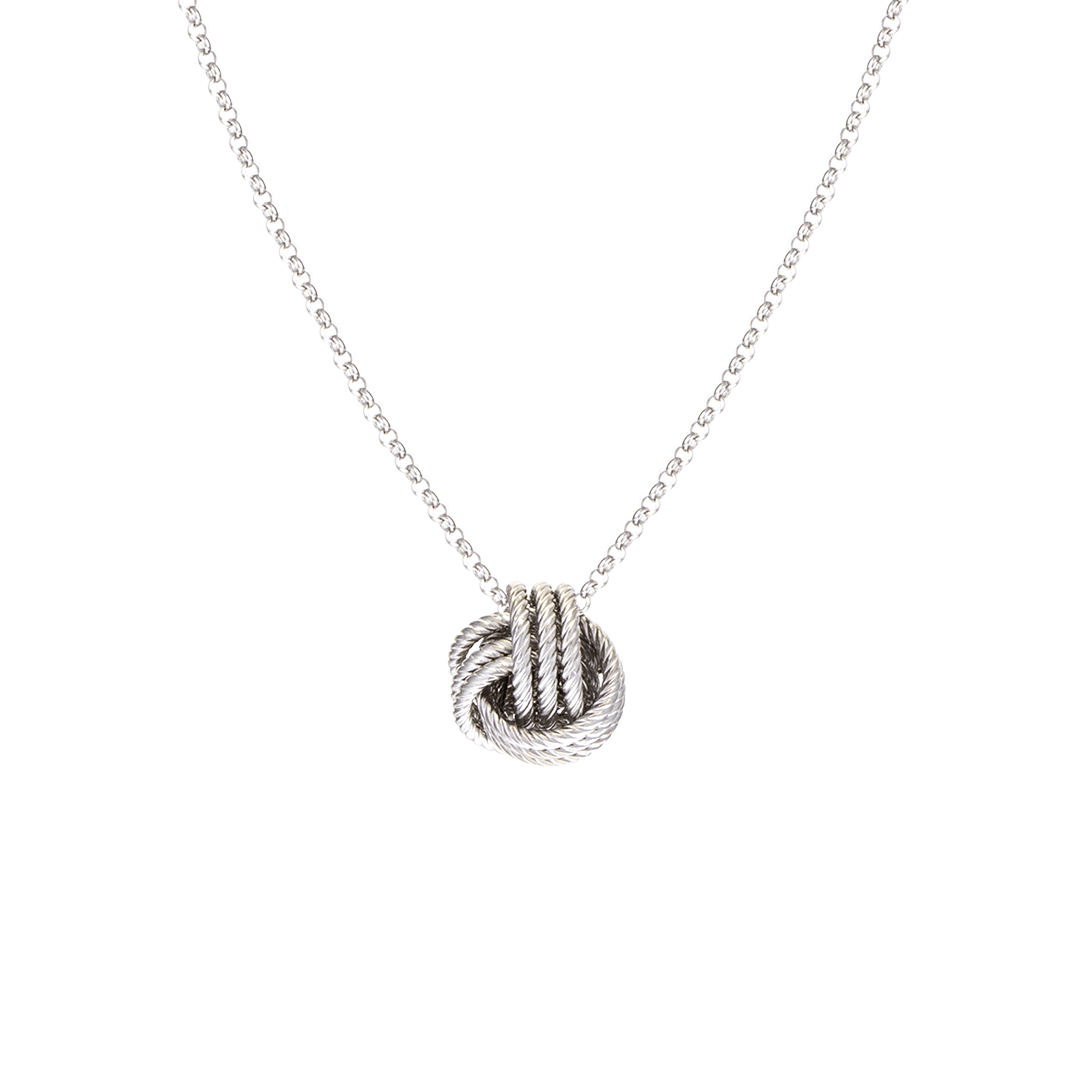 collier argent argent nœud fantaisie strié 42+3cm