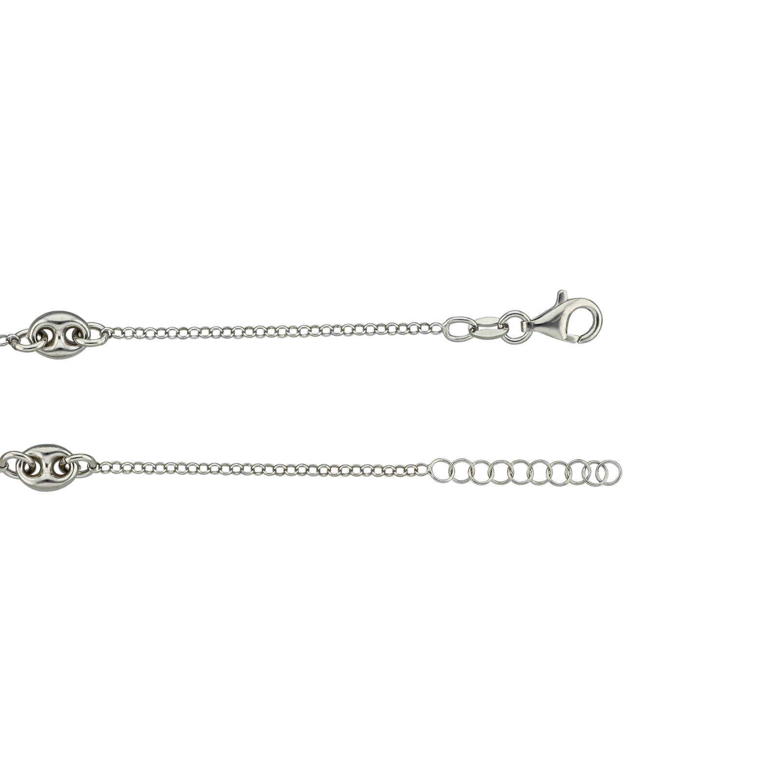 Bracelet Argent trois grains de café 18 plus 2 centimètres