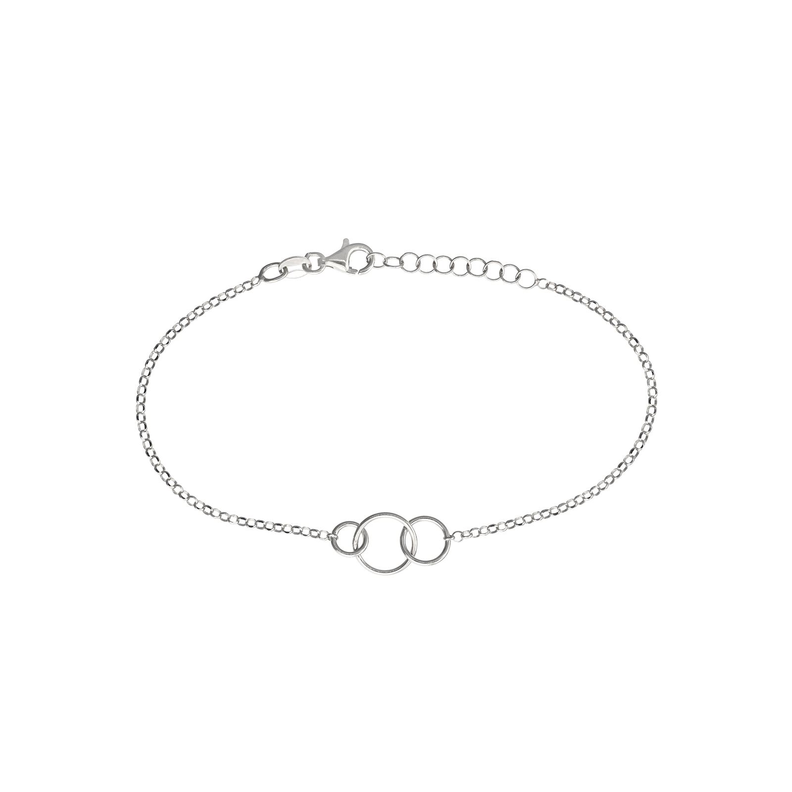 Bracelet Argent trois cercles entrelacés 18 plus 2 centimètres