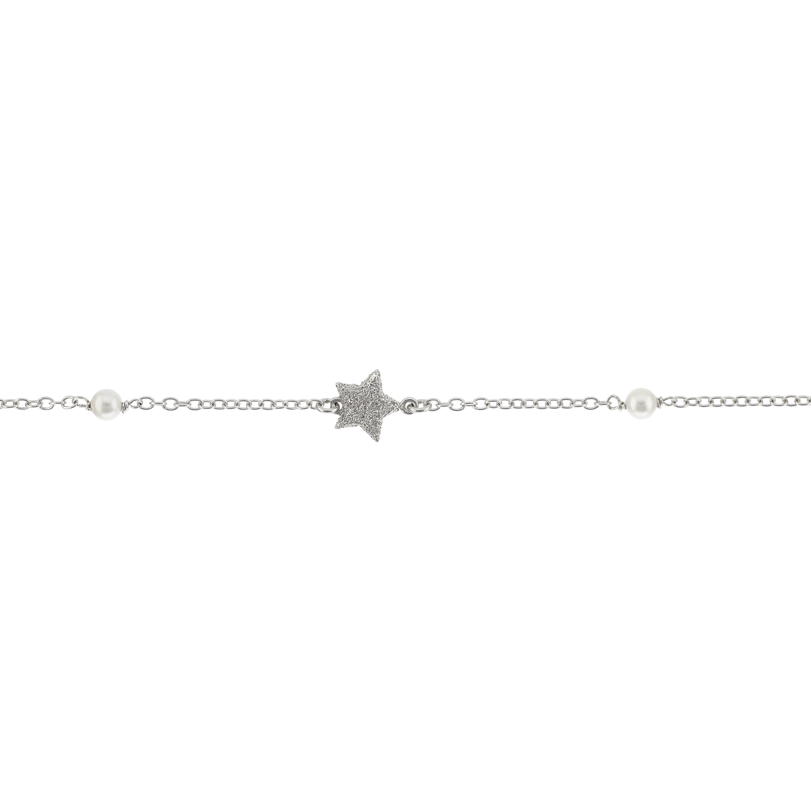 Bracelet Argent 2 perles Centre étoile laser 18+2 centimètres