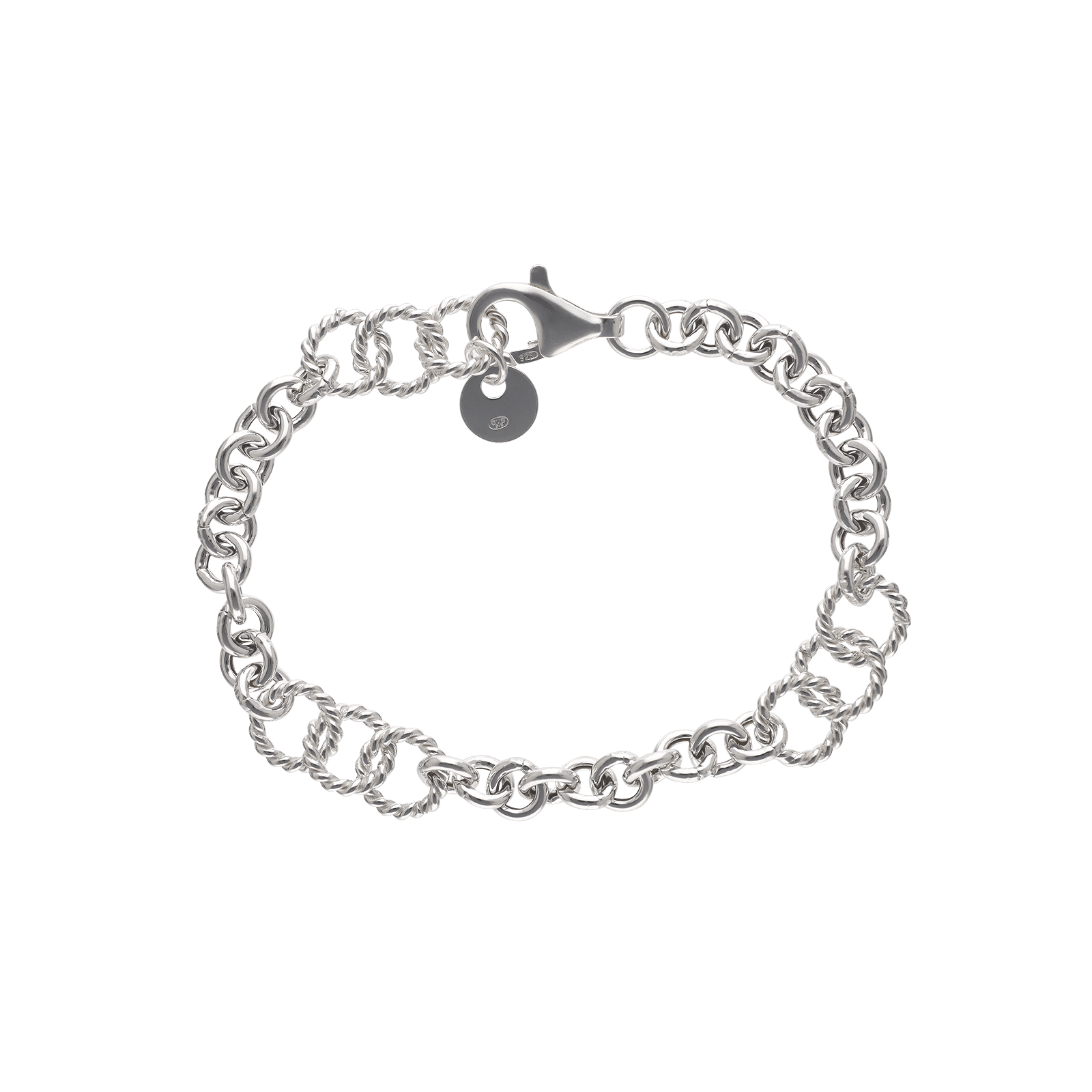 Bracelet Argent maille cercles entrelacés 19cm