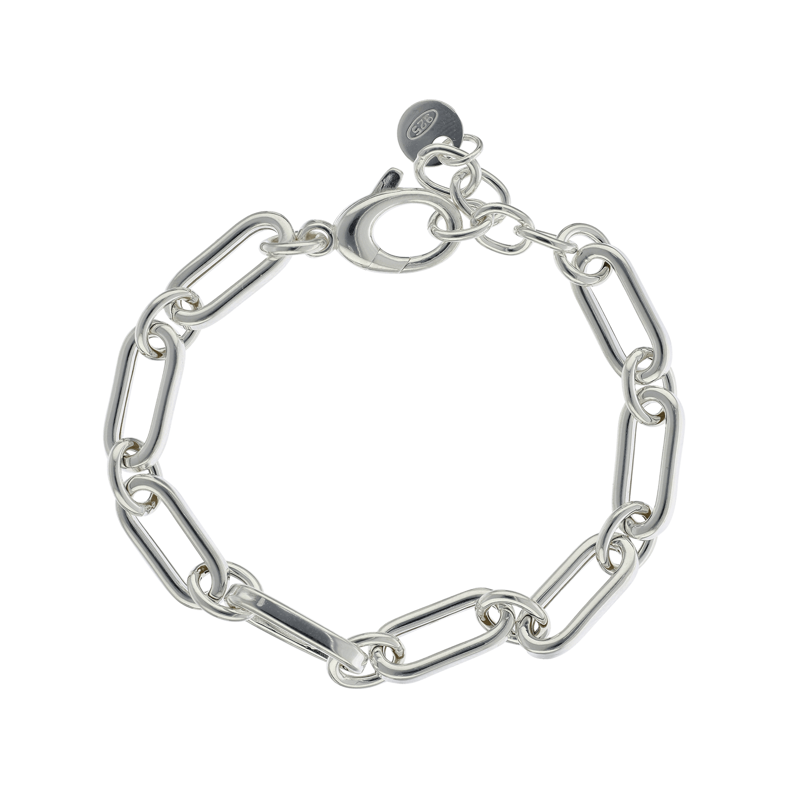 Bracelet Argent cercle et ovales entrelacés 21 centimètres