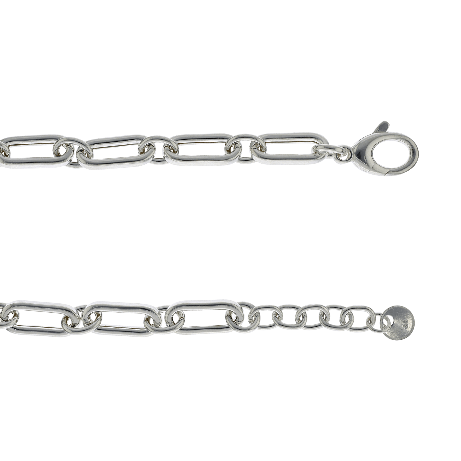 Bracelet Argent cercle et ovales entrelacés 21 centimètres