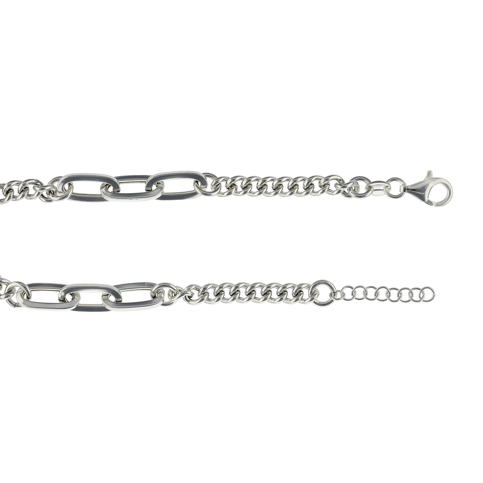 Bracelet mailles ovales entrelacés argent 20cm