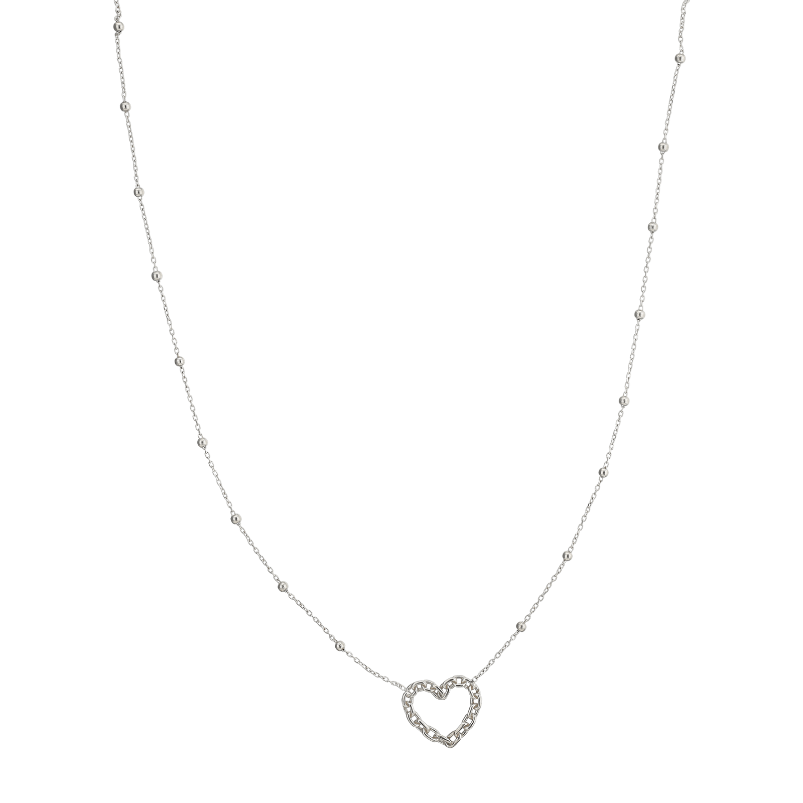 Collier Argent boule Centre coeur ajouré 42 plus 3 centimètres