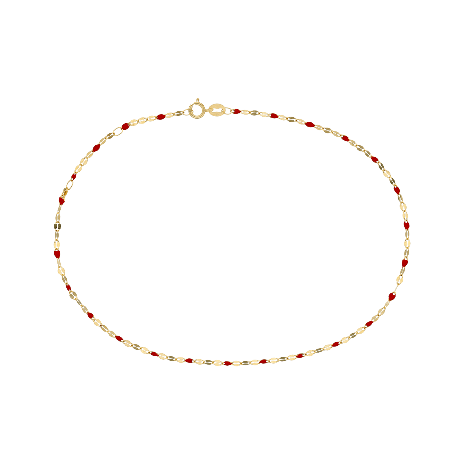 Chaîne cheville maille fantaisie émail rouge 26cm