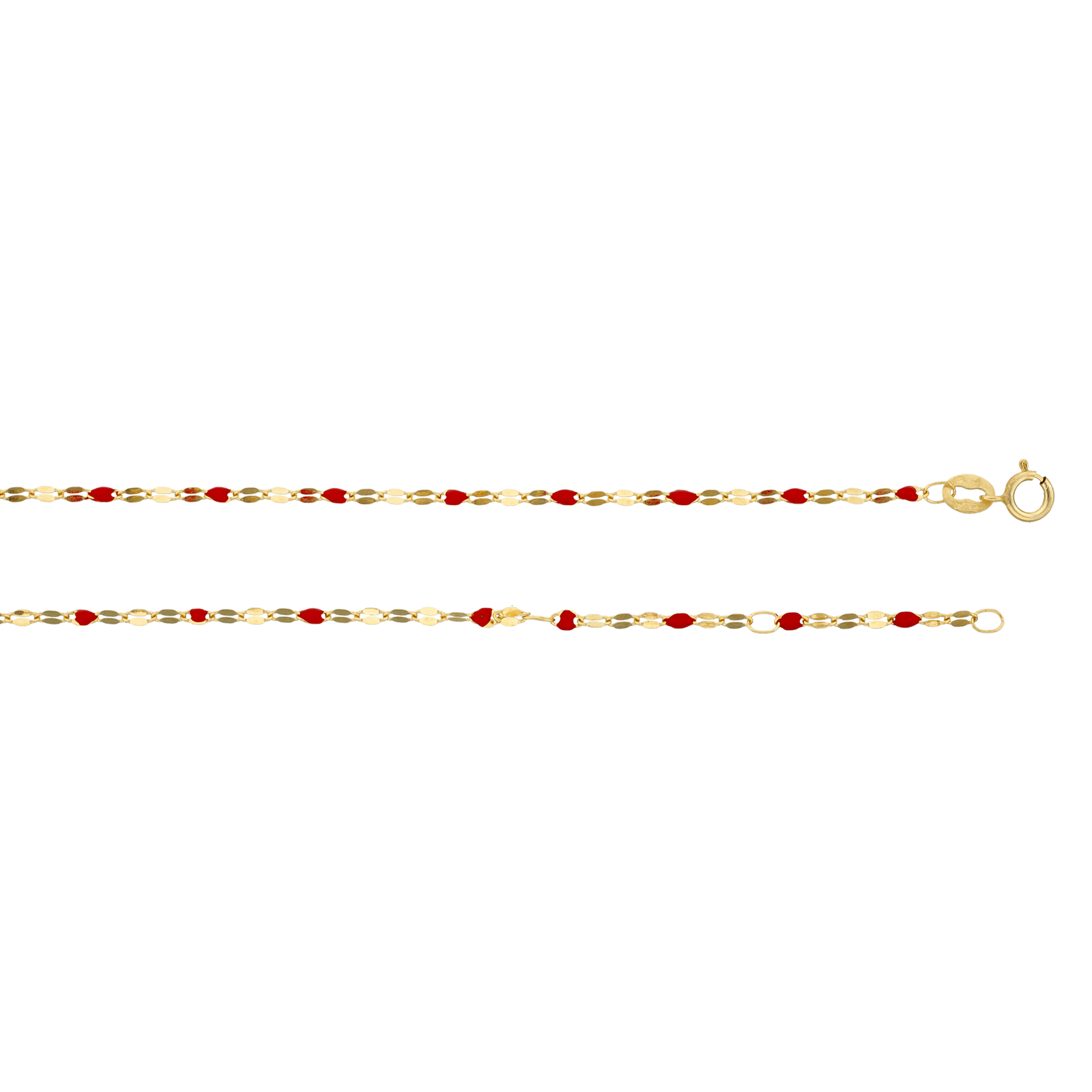 Chaîne cheville maille fantaisie émail rouge 26cm